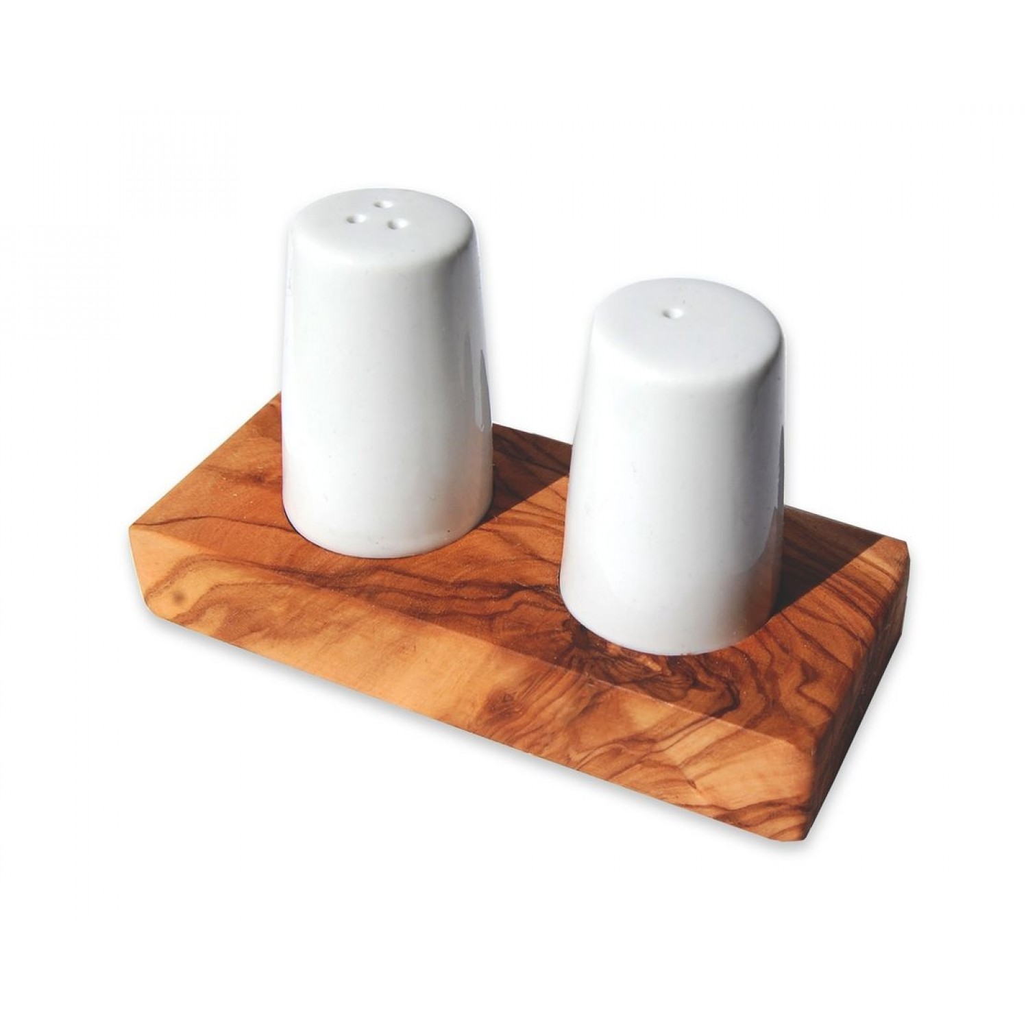 Salt & Pepper Shakers »Albert« of ceramic on olive wood tray | D.O.M.