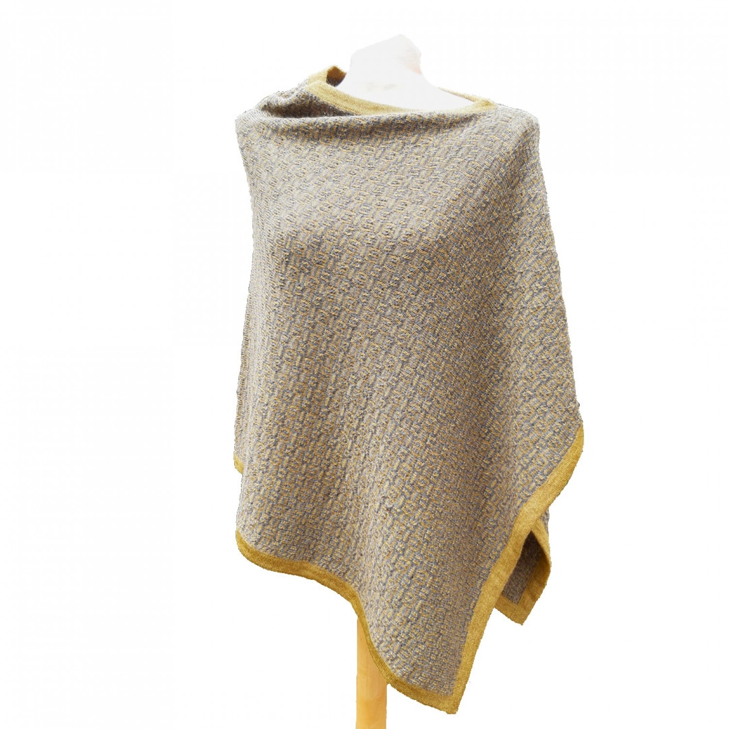 Sustainable Alpaca Wool Poncho Anthracite-Yellow » Albwolle