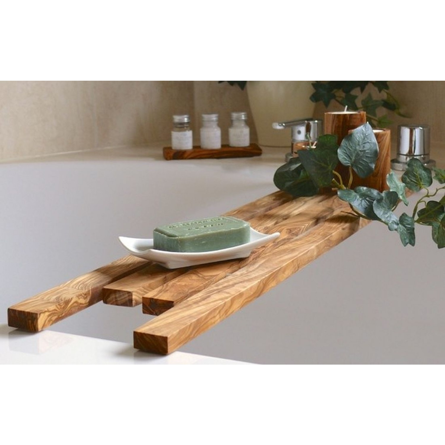 Bathtub Caddy DESIGN - olive wood natural | D.O.M.