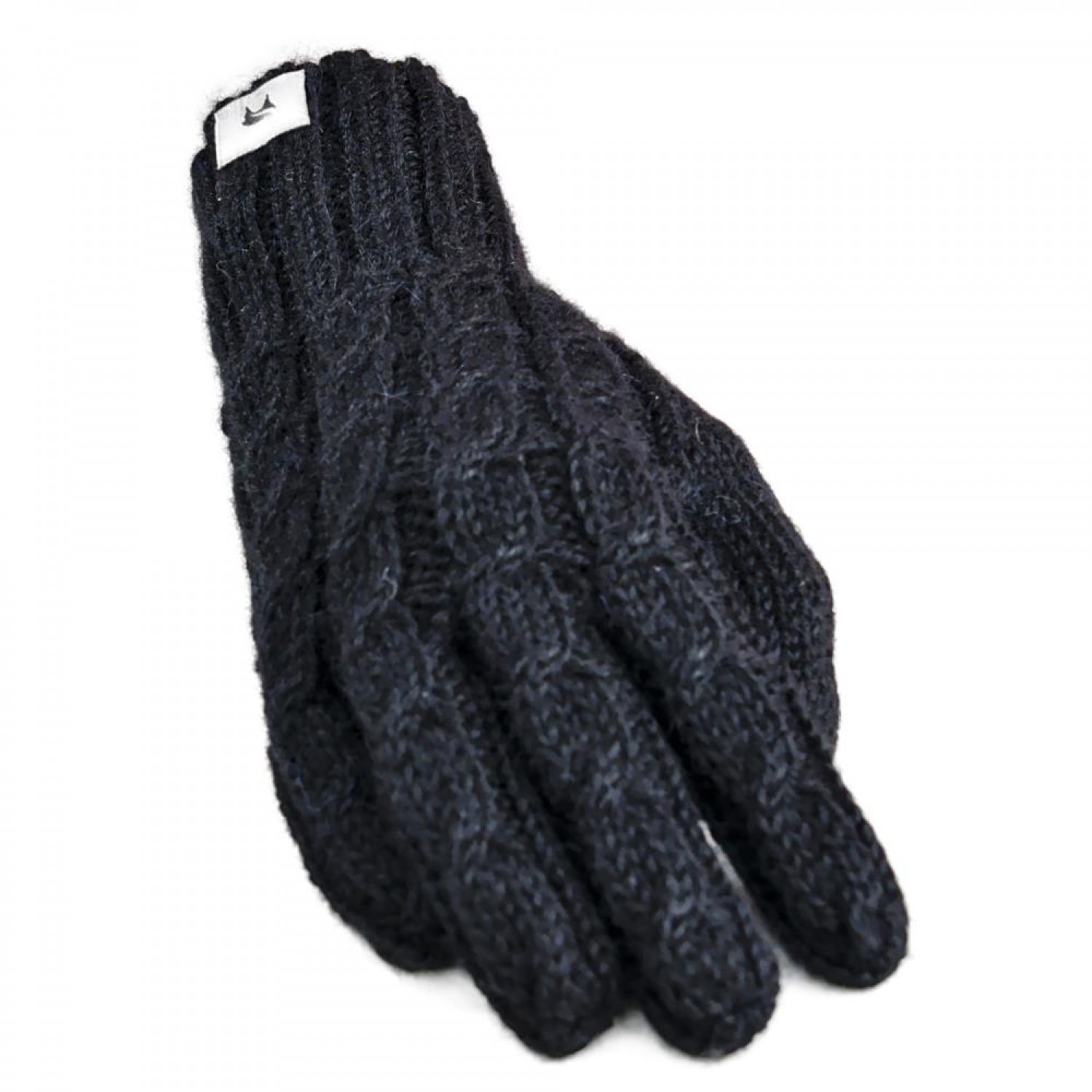 Hand-Knit Alpaca Gloves Milena for Women, One Size, 100% Baby Alpaca, Black