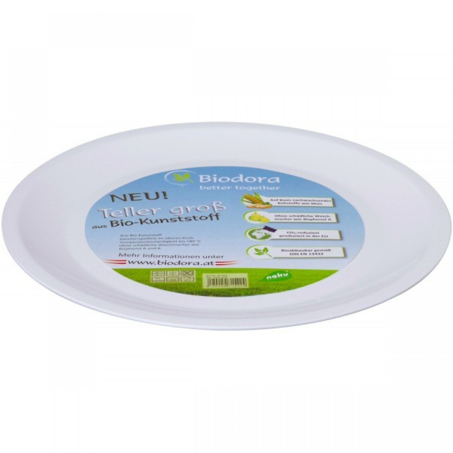 Large flat plate made of bioplatics | Biodora