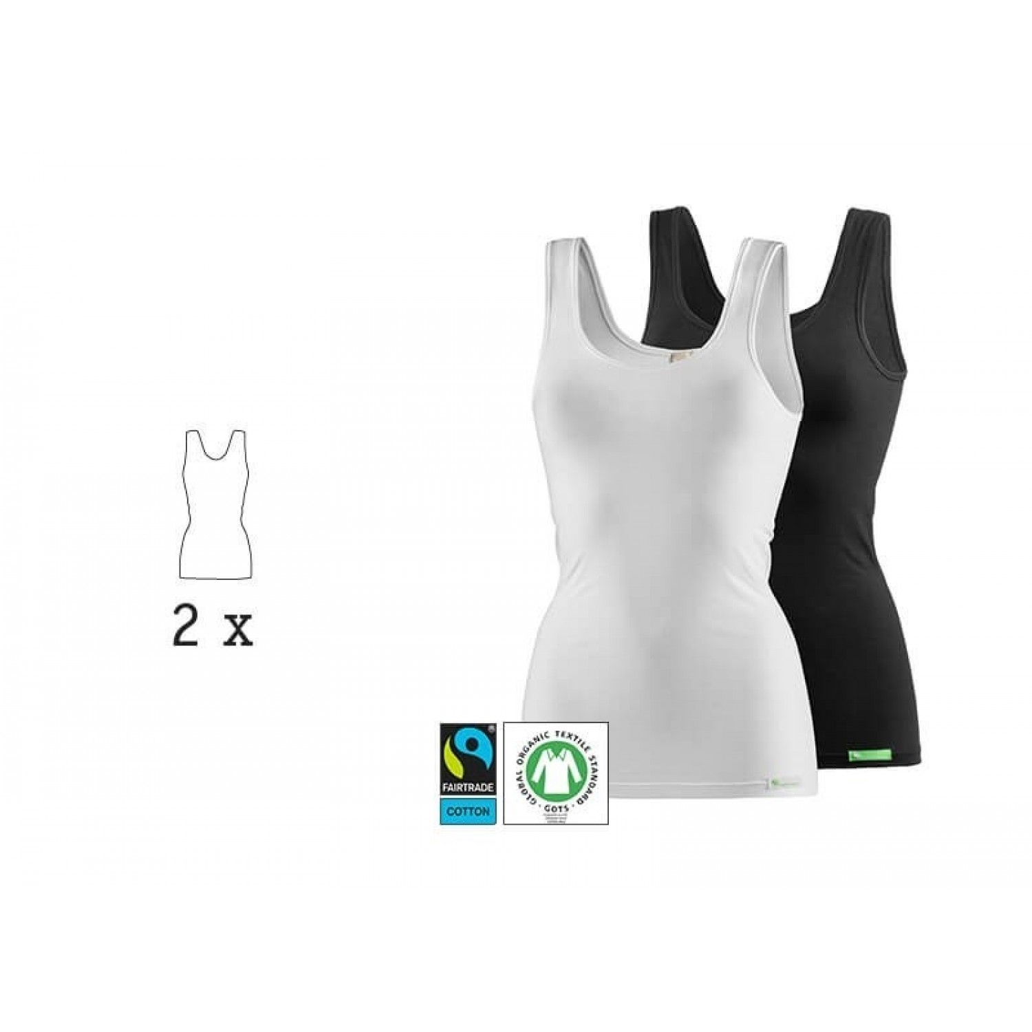 LadyCover Eco Strappy Top & Undershirt, 2 Pack white & black | kleiderhelden