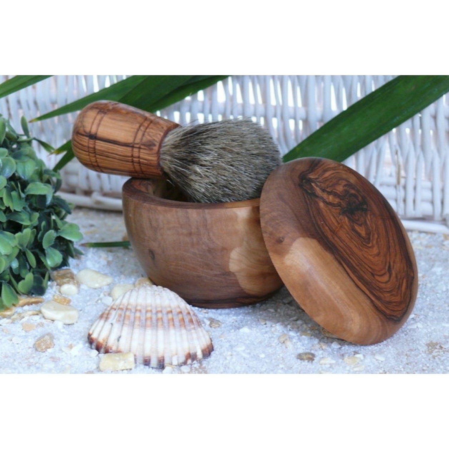 3-part Olive Wood Grooming Set & shaving bowl & brush | D.O.M.