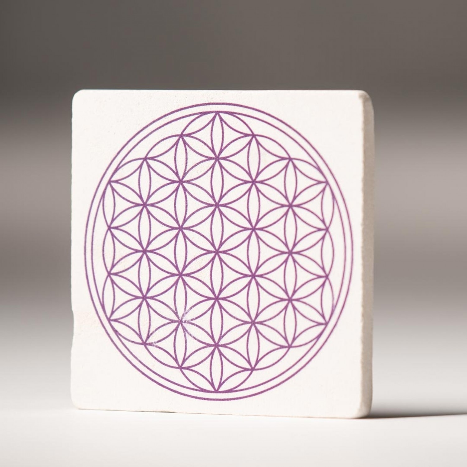 Flower of Life violett Travertine Coasters » Living Designs