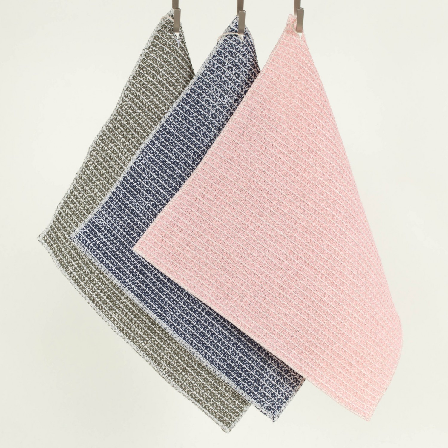 Plastic-free Cleaning Cloth Rag Bundle half-linen Waffle Pique, Set of 3 colourful mixed No. 17