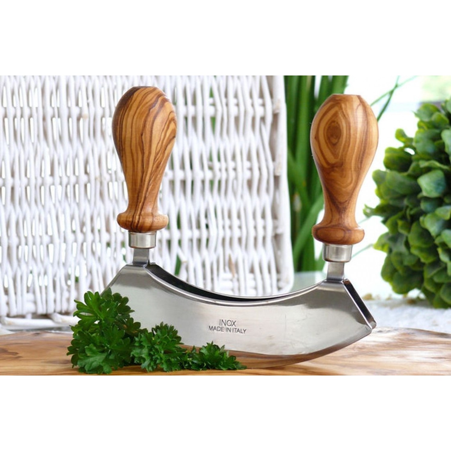 Herb chopper DESIGN of olive wood, lathed handles | D.O.M.