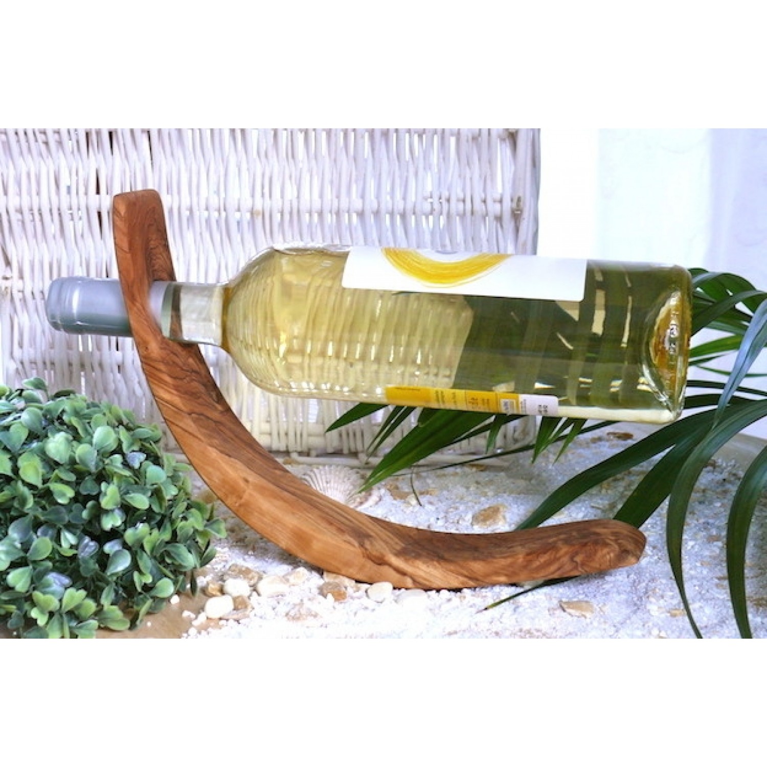Wine Bottle Holder MOON of Olive Wood | Olivenholz erleben