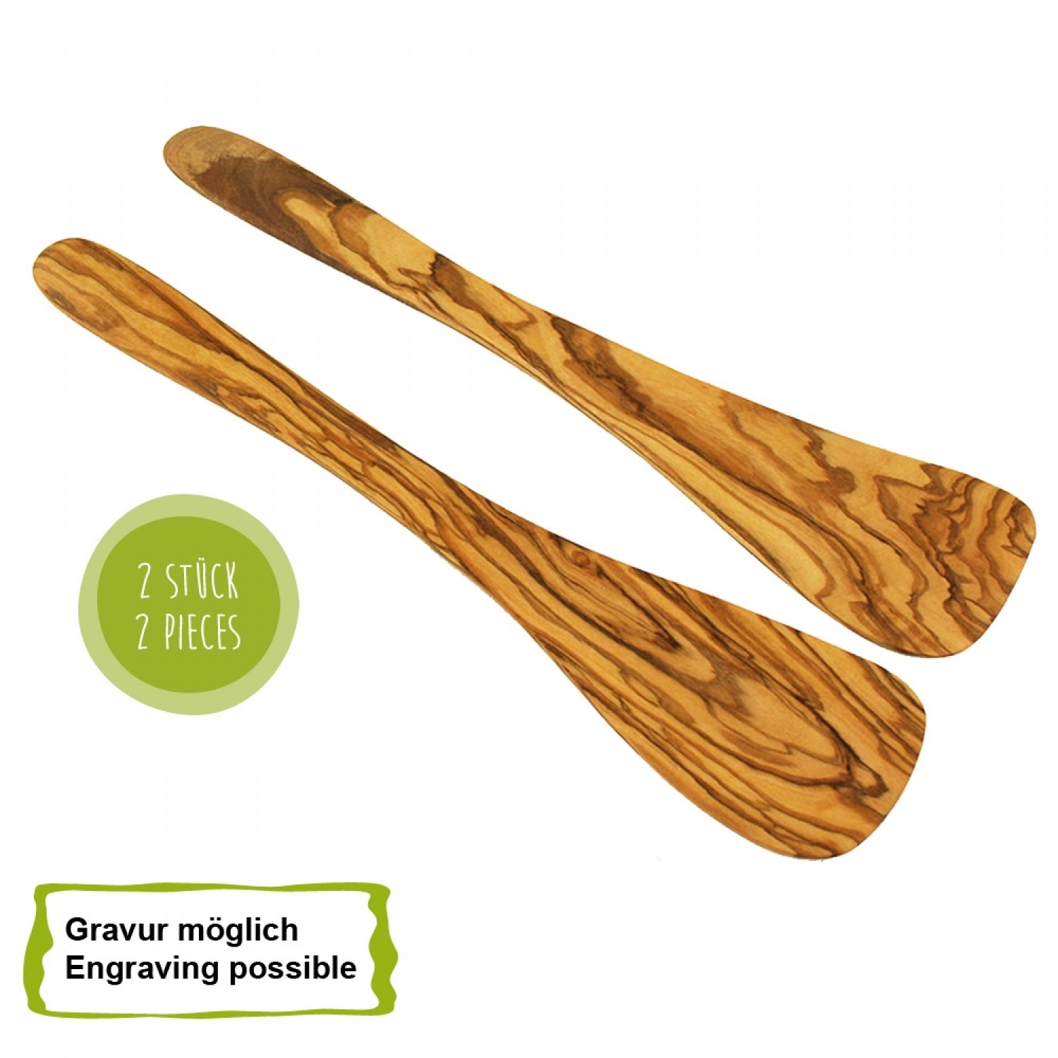 Olive Wood Spatula without holes 2 pieces » D.O.M.