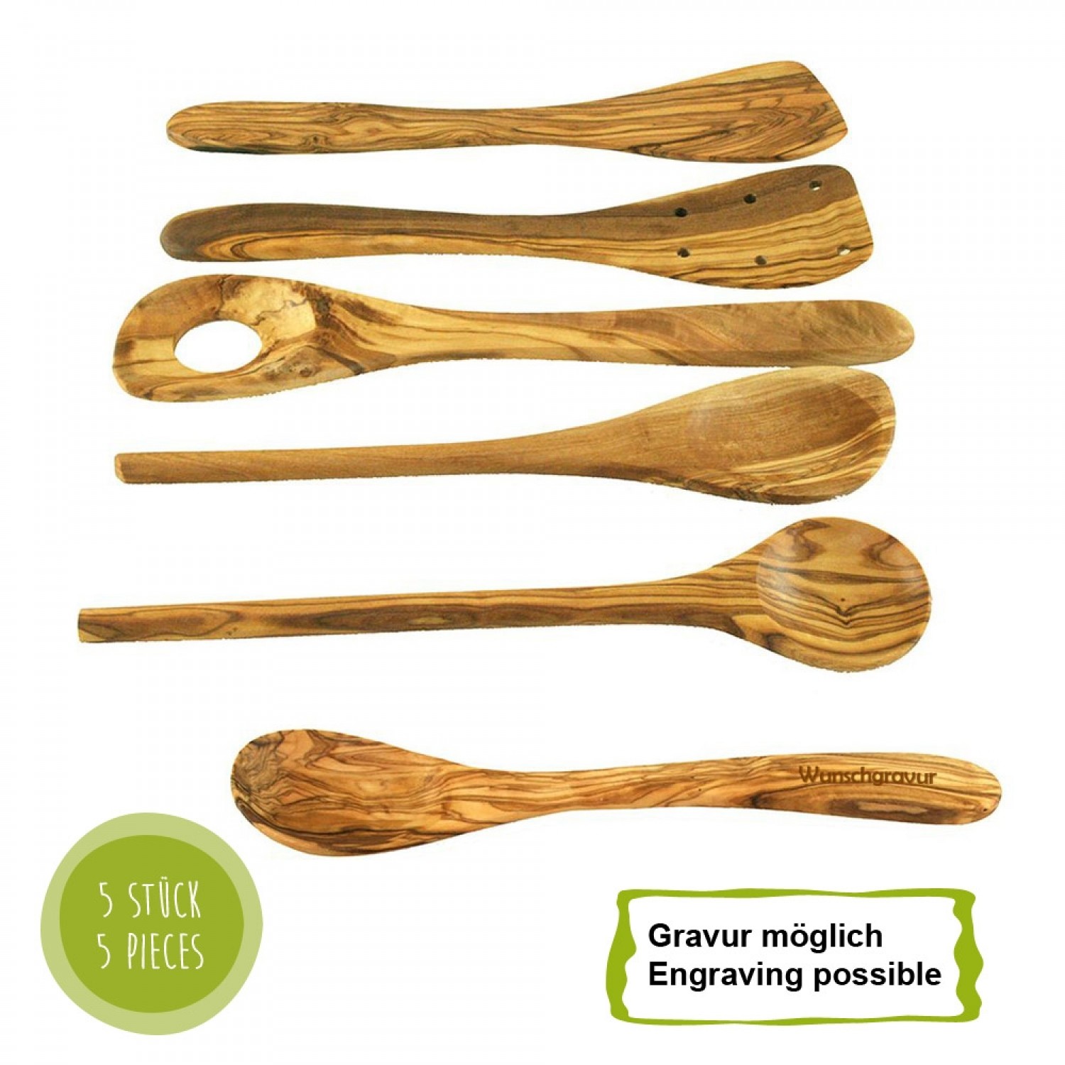 Eco-friendly Olive Wood Cooking Spoon & Spatula Set » D.O.M.