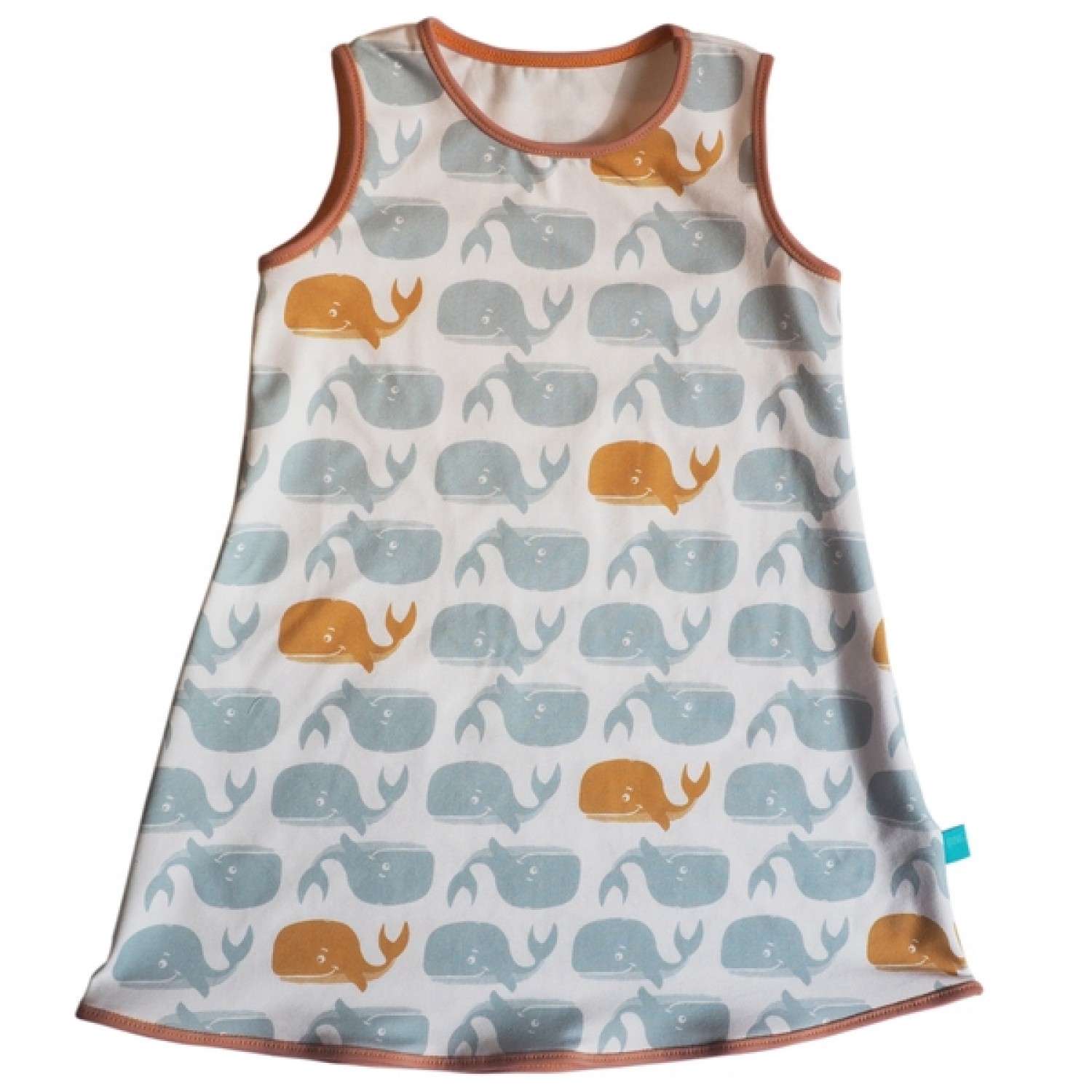 Summer Dress Cute Whale Print, Organic Cotton » bingabonga