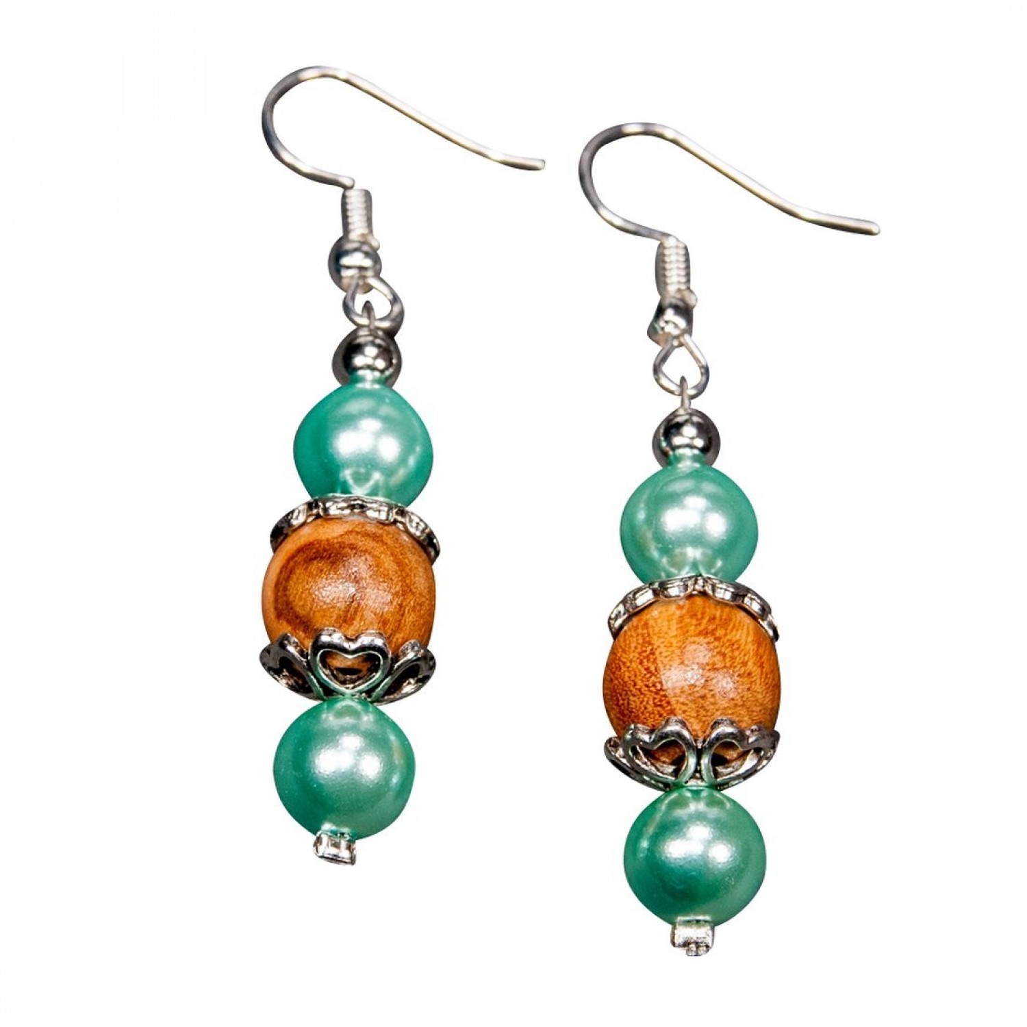 Eco Earrings V22 Olive Wood & turquoise Beads » D.O.M.