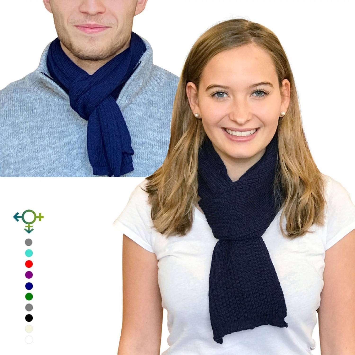 Alpaca Business Scarf, unisex knit scarves navy | Albwolle