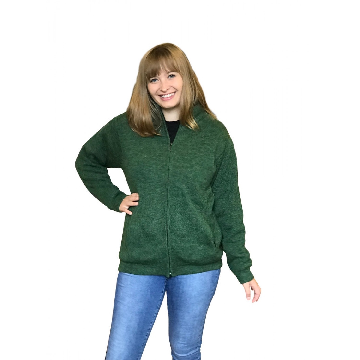 Alpaca Green Cardigan - women’s outdoor sweater | Albwolle