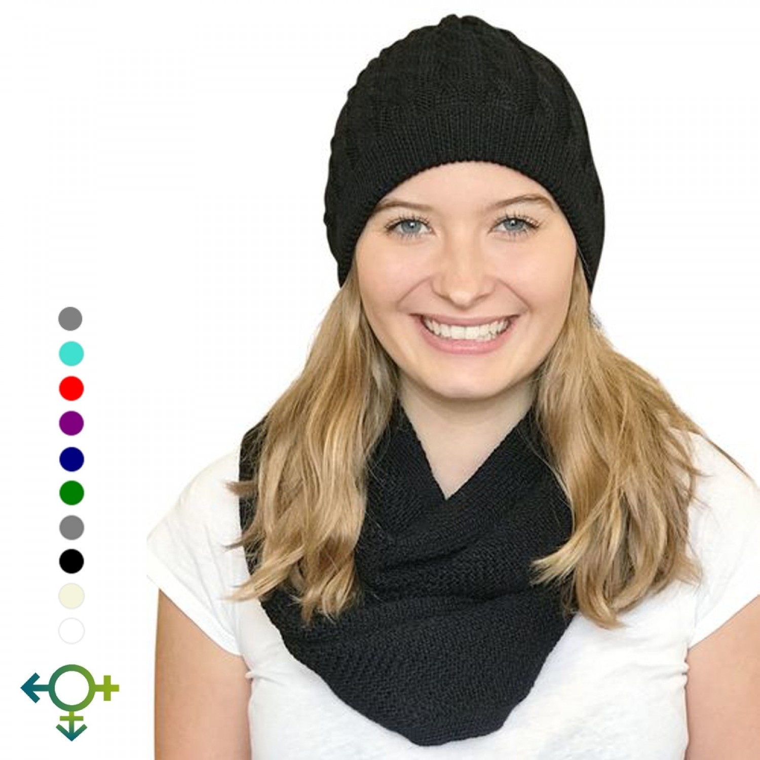 Alpaca Matching Set Loop Scarf & cable-knit Hat | Albwolle
