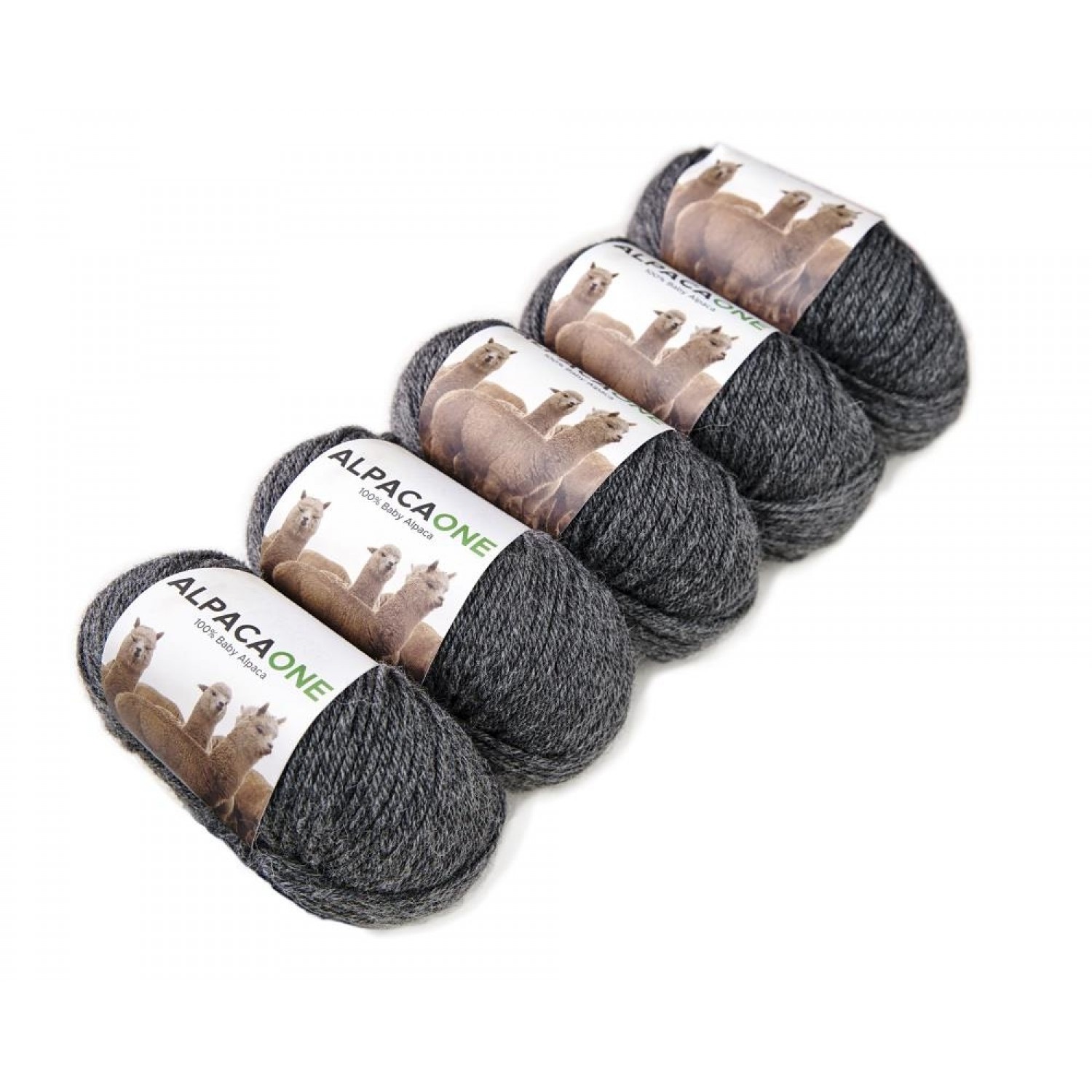 Alpacaone Baby Alpaca wool ball 5 pack mid grey, OEKO-TEX