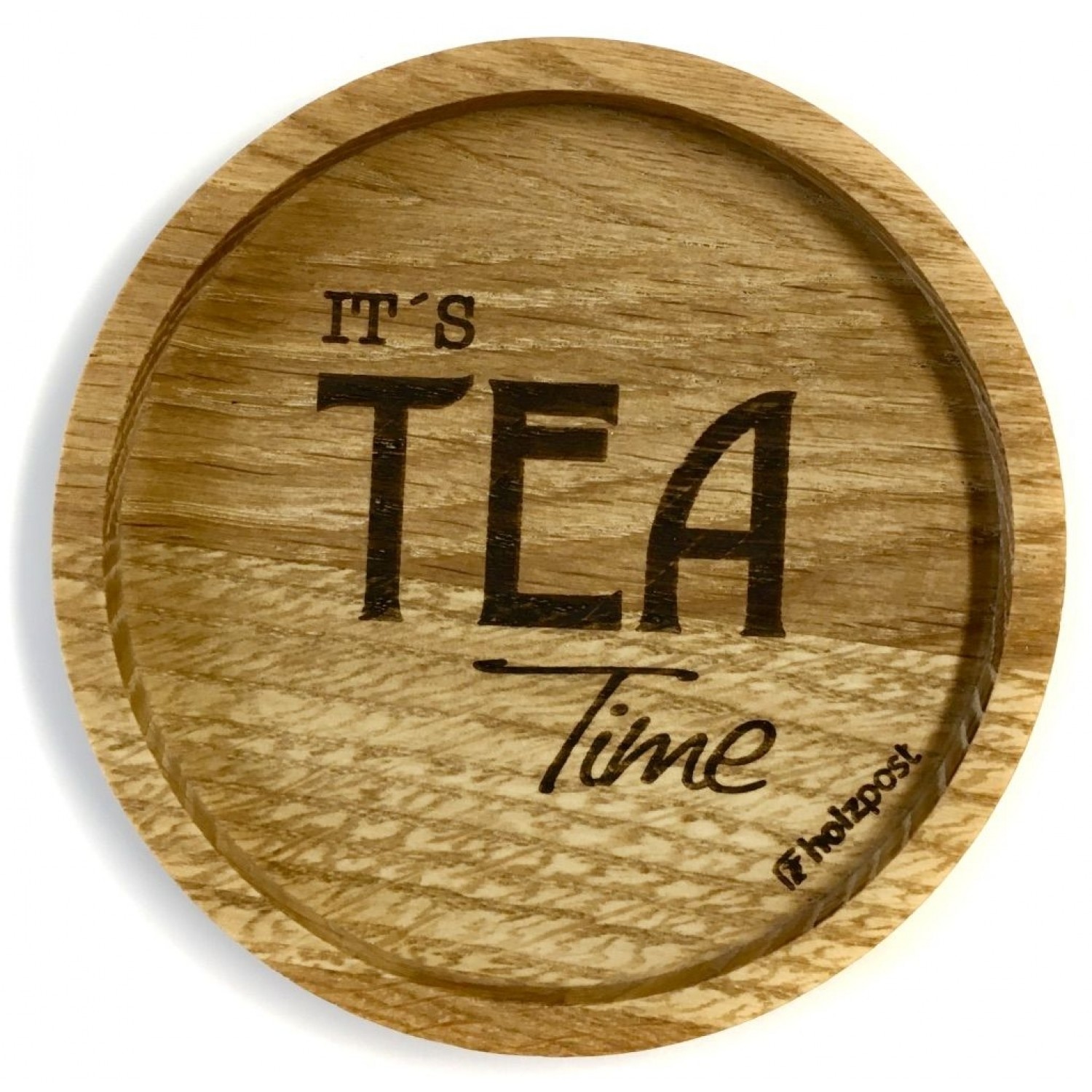 Tea Time - Solid Oak Wood Coaster » holzpost