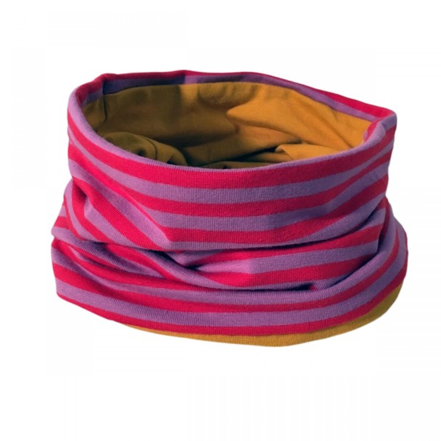 Loop scarf Lilac-red striped/Mustard Yellow | bingabonga