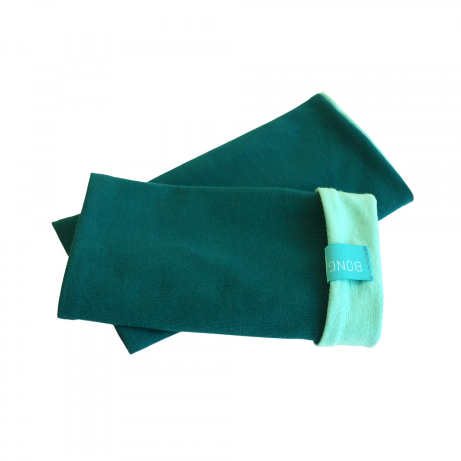 Bicolour Arm Warmers for girls & women, organic cotton Emerald/Mint | bingabonga