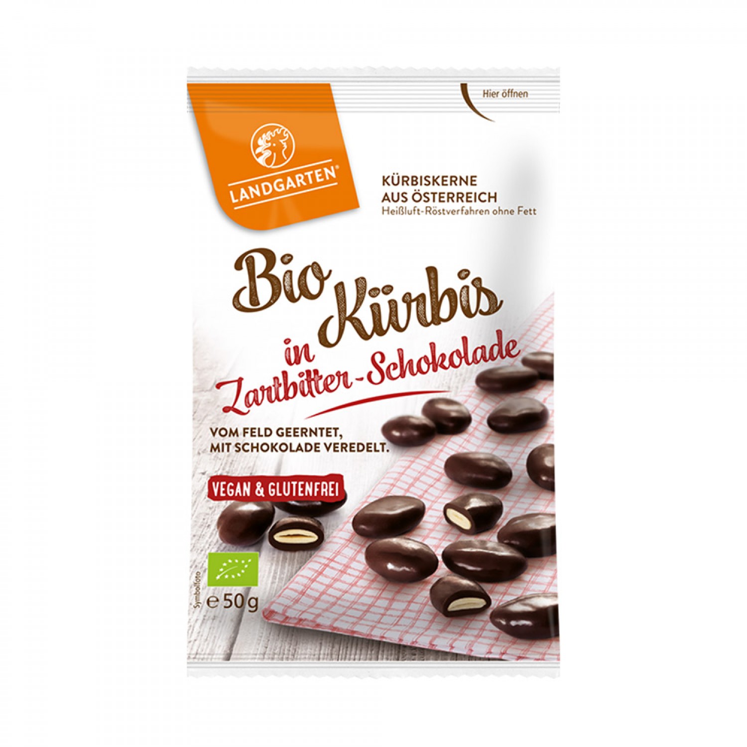 Organic Pumpkin Seed Snack in Dark Chocolate | Landgarten