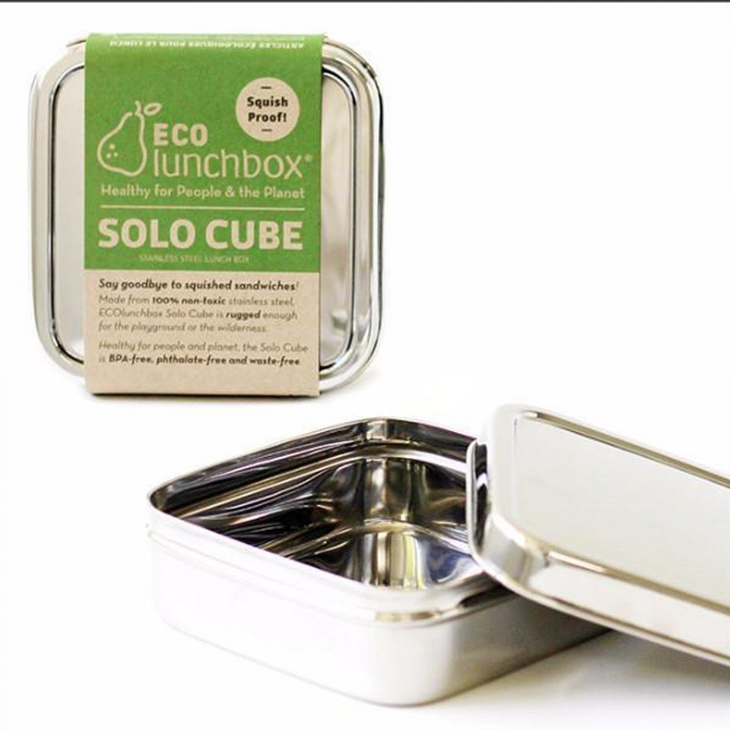 Solo Cube square stainless steel container with lid ECOlunchbox