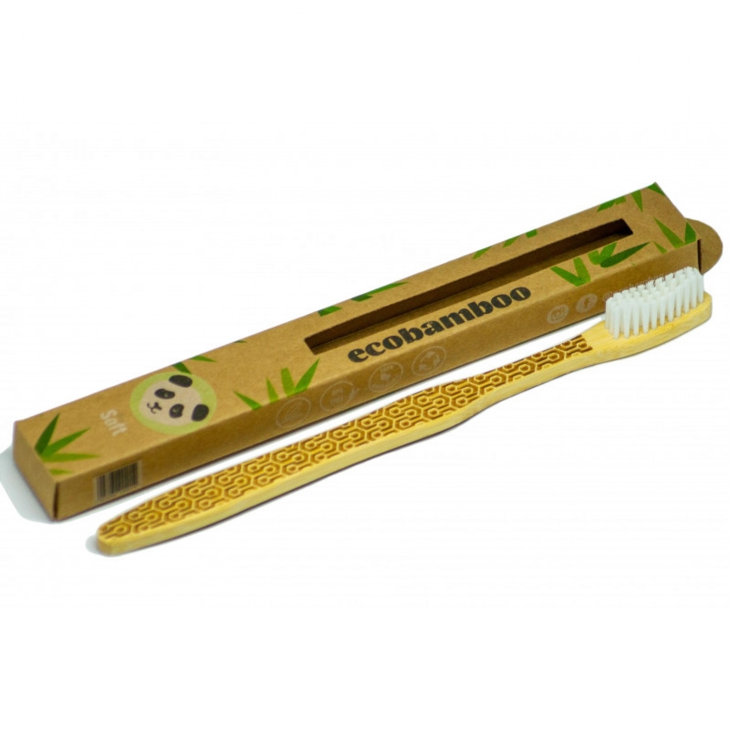 Vegan Bamboo Toothbrush soft bristles, white | ecobamboo