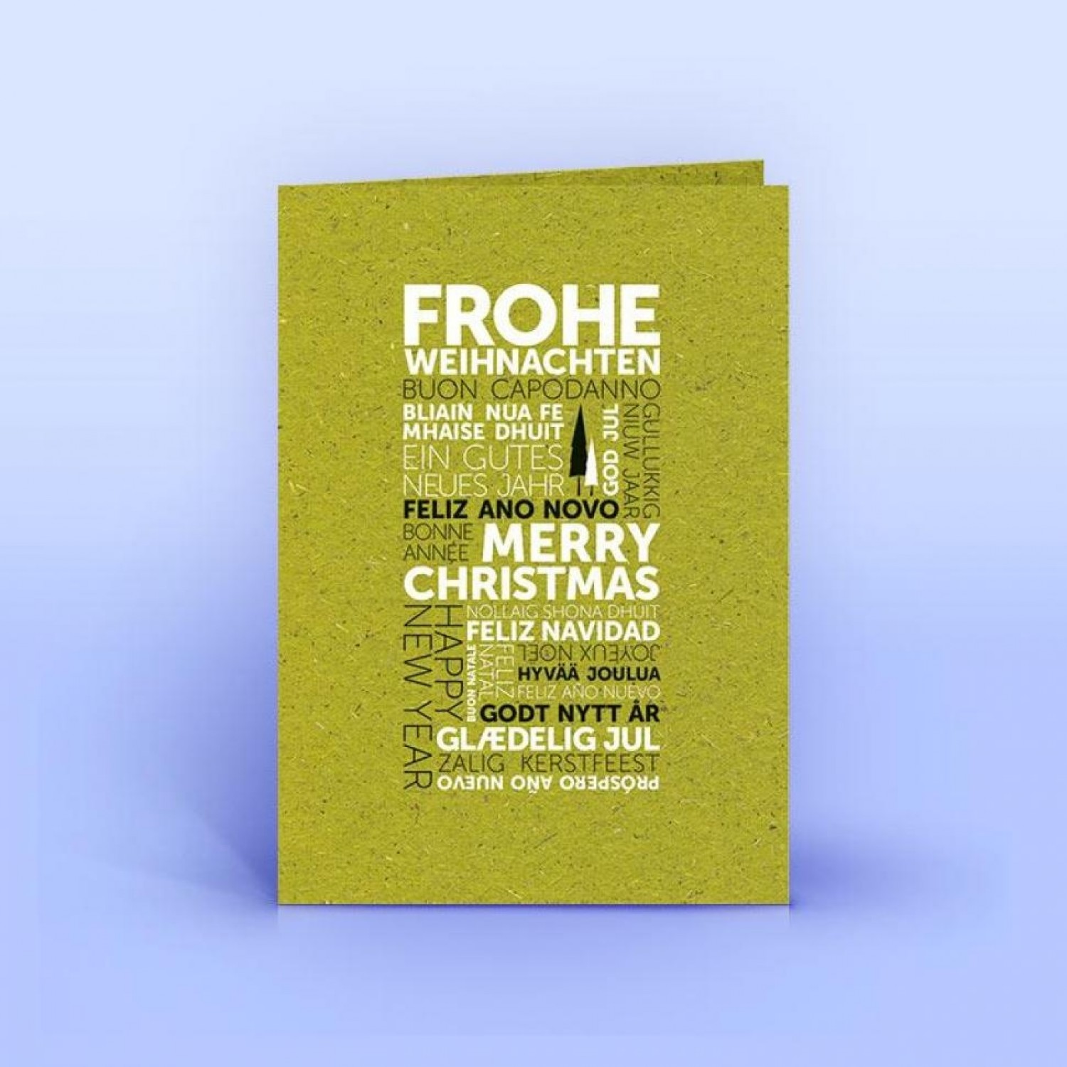 Grass Paper Christmas Card multilingual Christmas messages