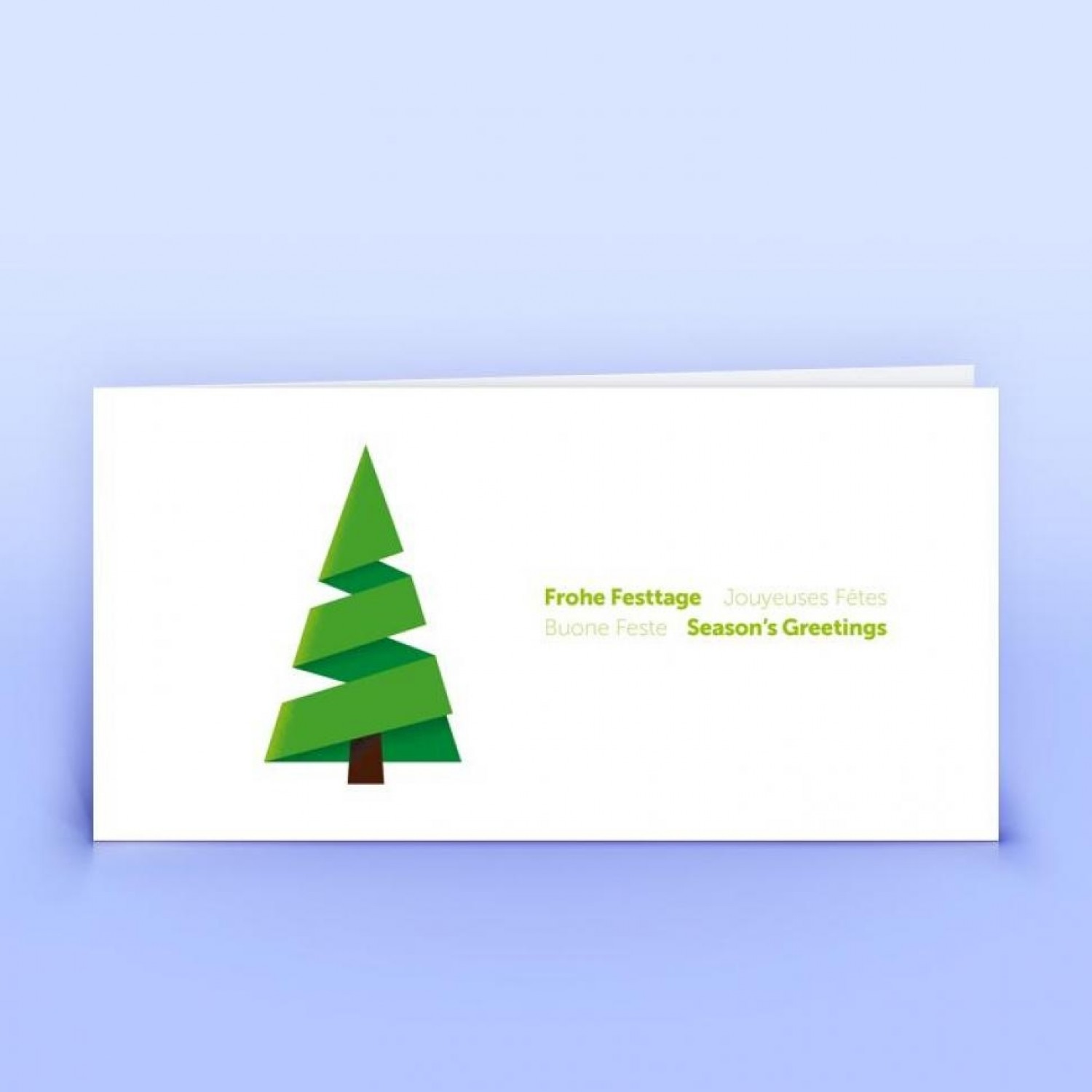 Quadrilingual Christmas Card stylised green Christmas tree » eco-cards