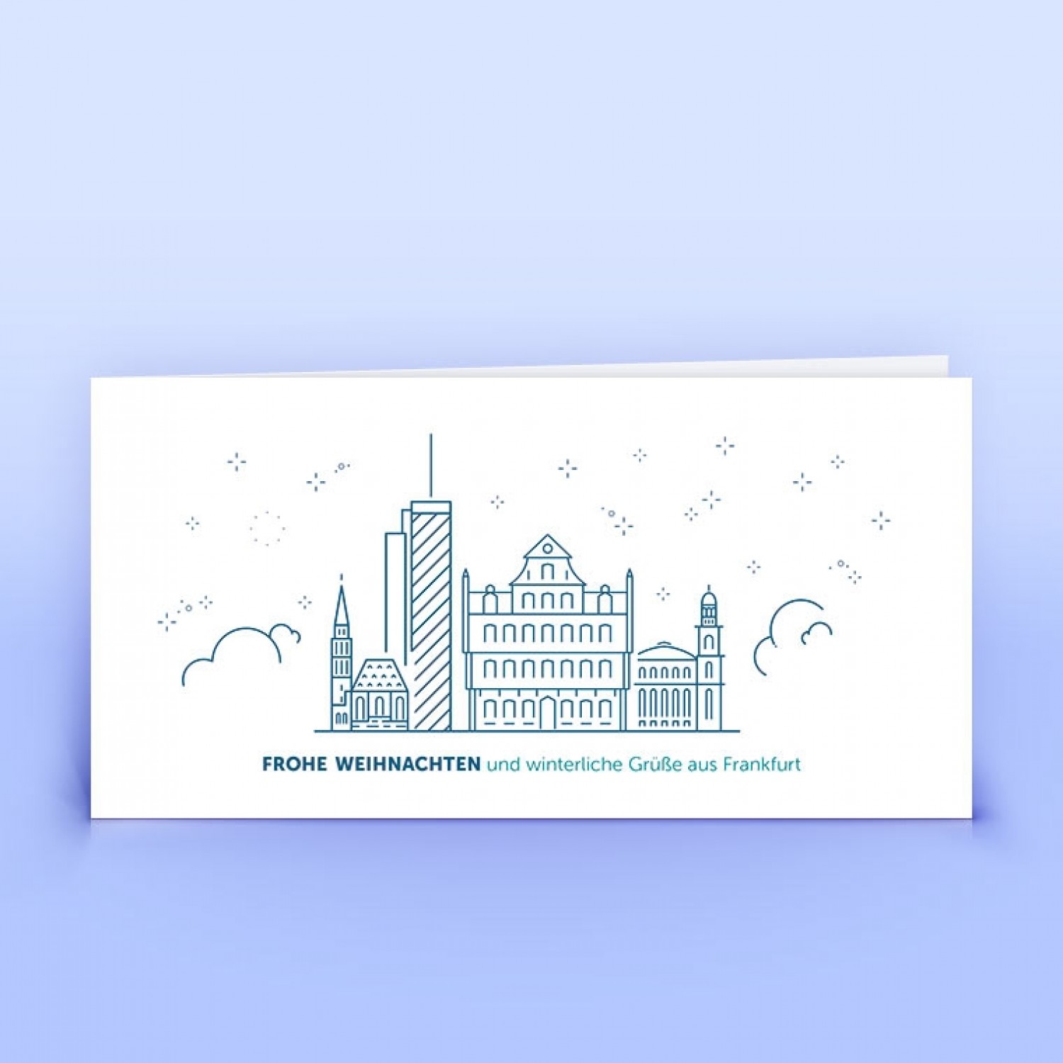 Eco Christmas Card Franfkurt Skyline Blue » eco-cards