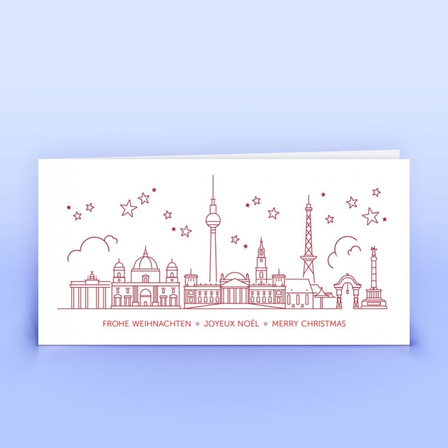International Christmas Card Berlin Skyline Red » eco-cards
