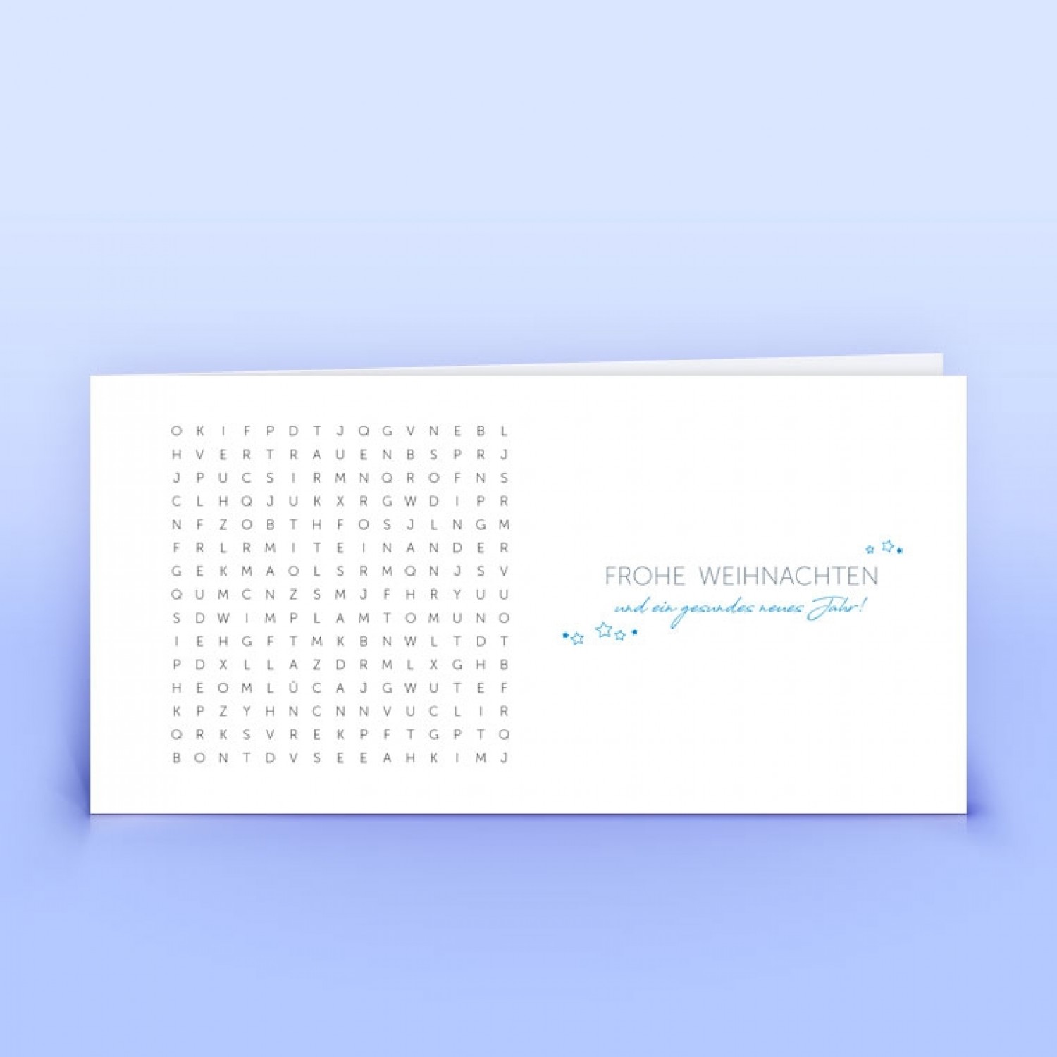 Eco-cards Christmas Card Word Search Puzzle blue Shades
