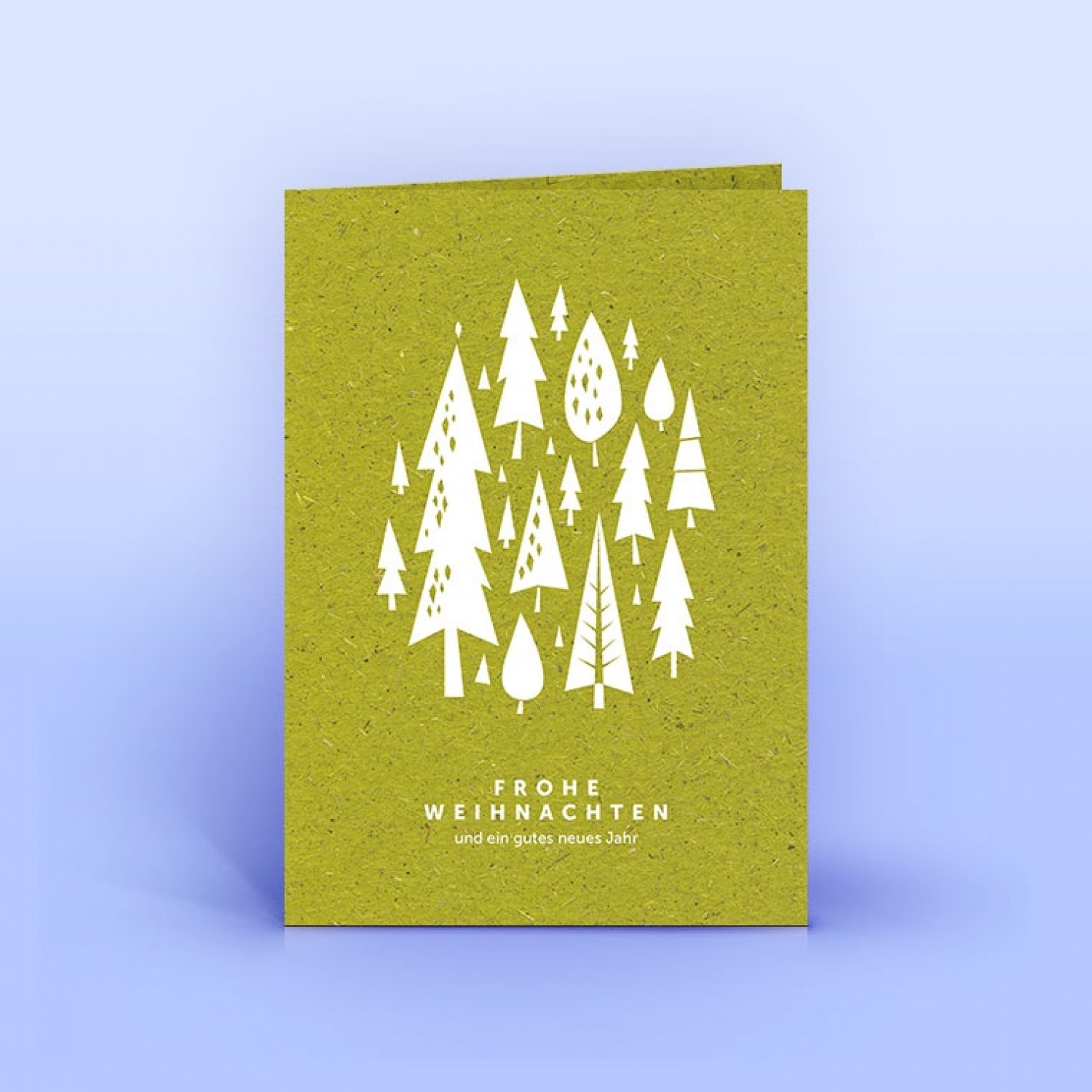 Eco Christmas Card White Trees on Grass Paper » eco cards