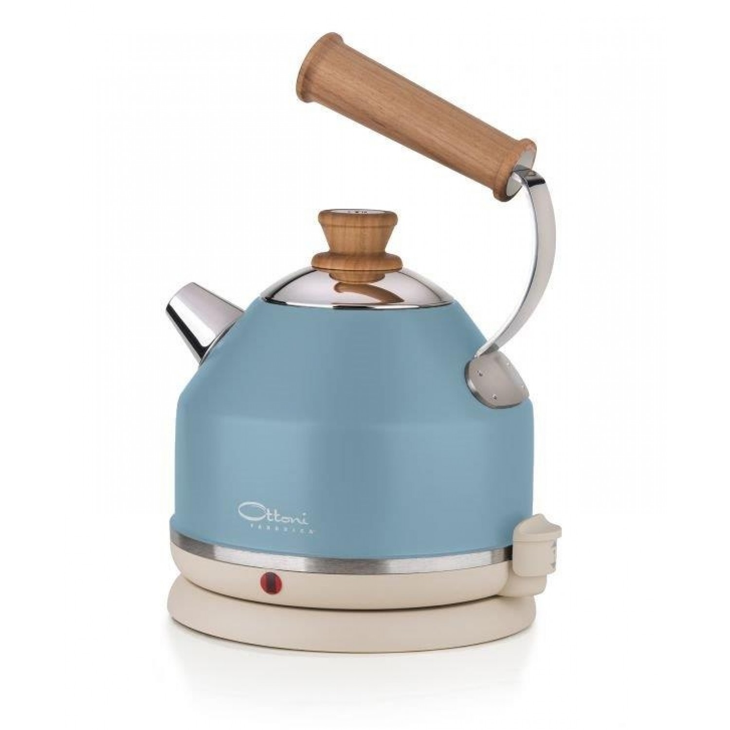 Pastel-blue electric kettle LIGNUM LUNGOMARE | Ottoni Fabbrica