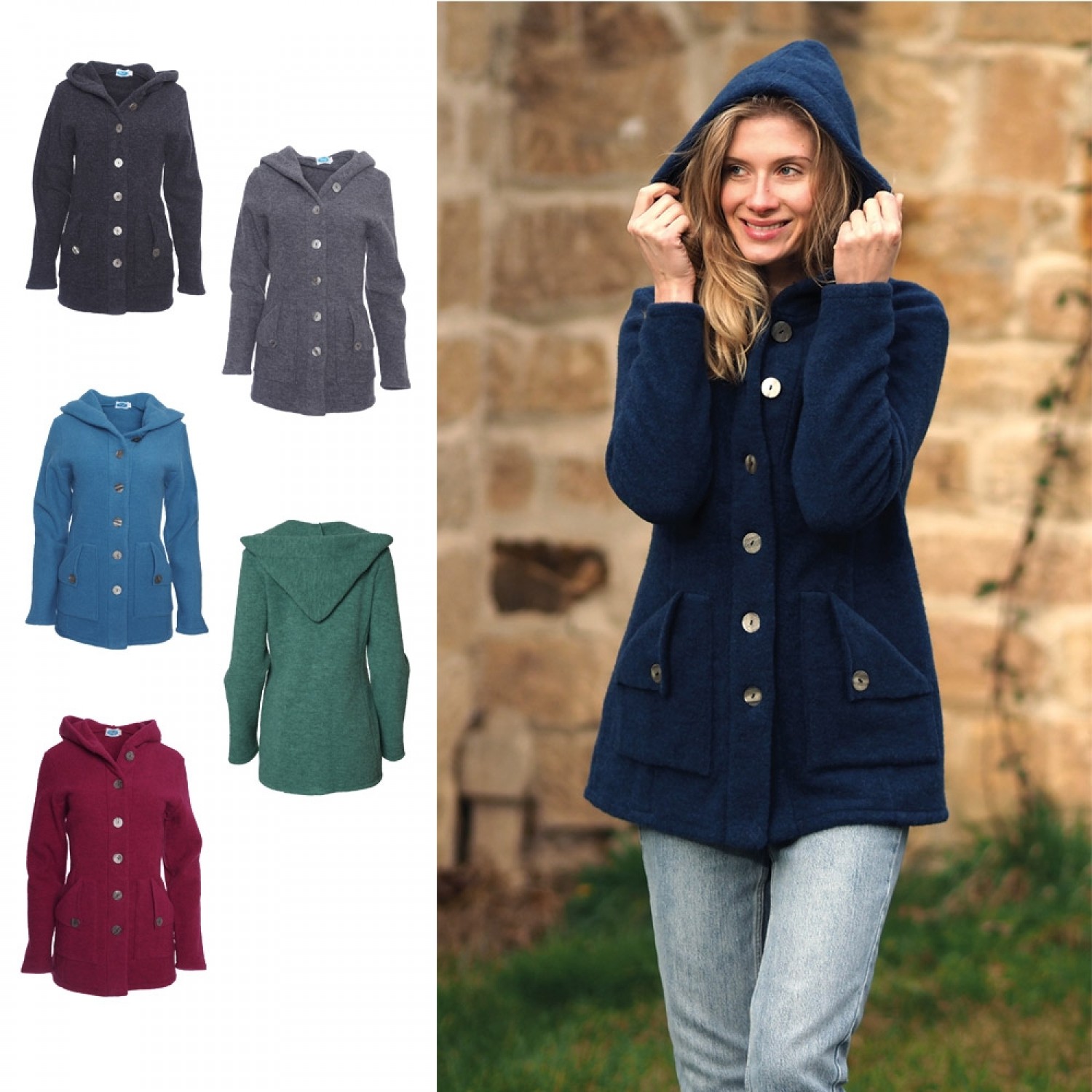 Women Eco Hooded Fleece Jacket - Merino Wool | Reiff
