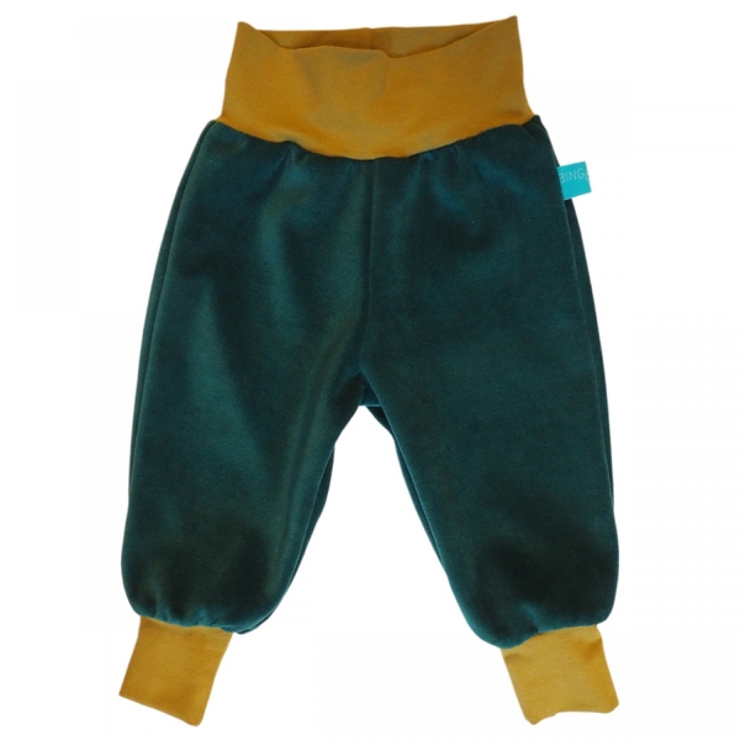 Pull on Baby Trousers Organic Cotton Plush Emerald/Moss | bingabonga