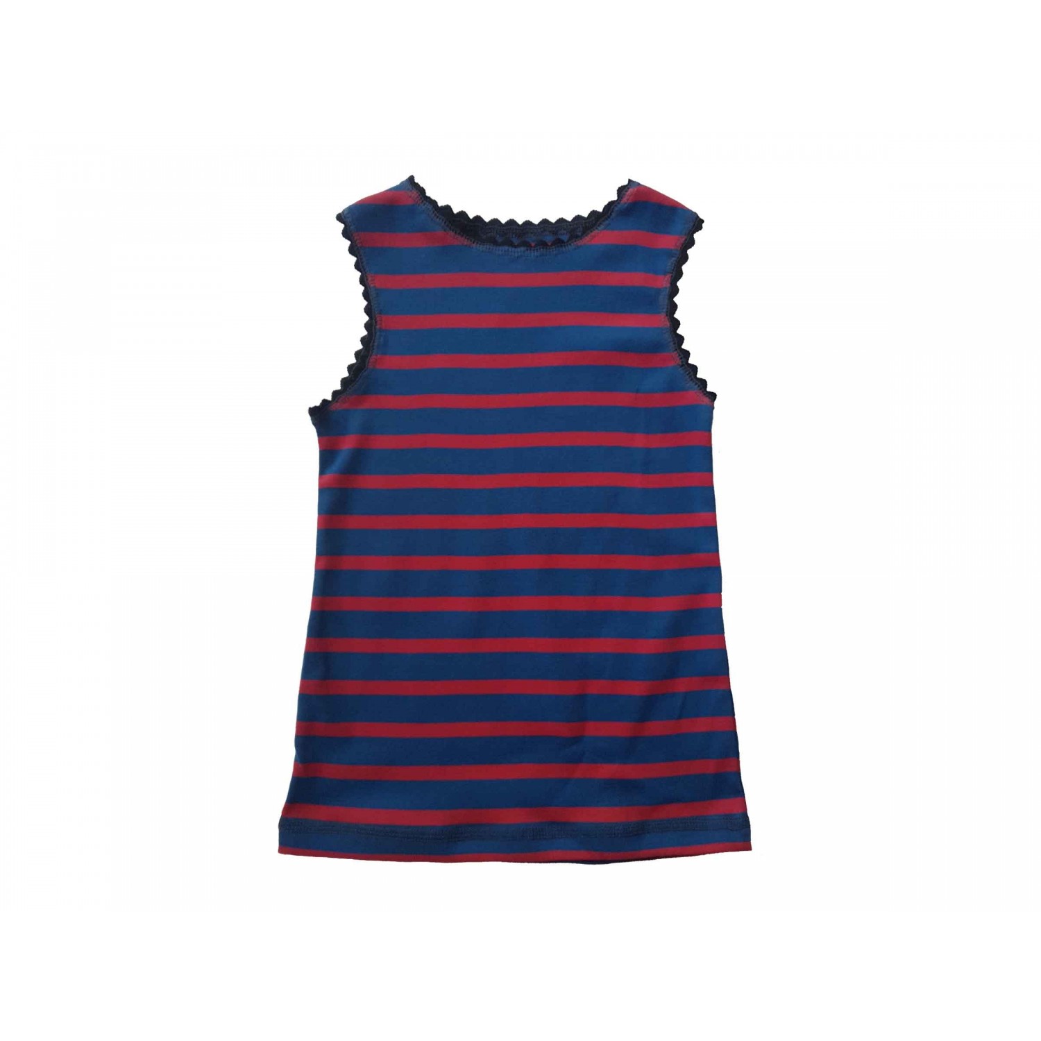 Red-blue striped organic fine rib vest & kids tank top | Ulalue