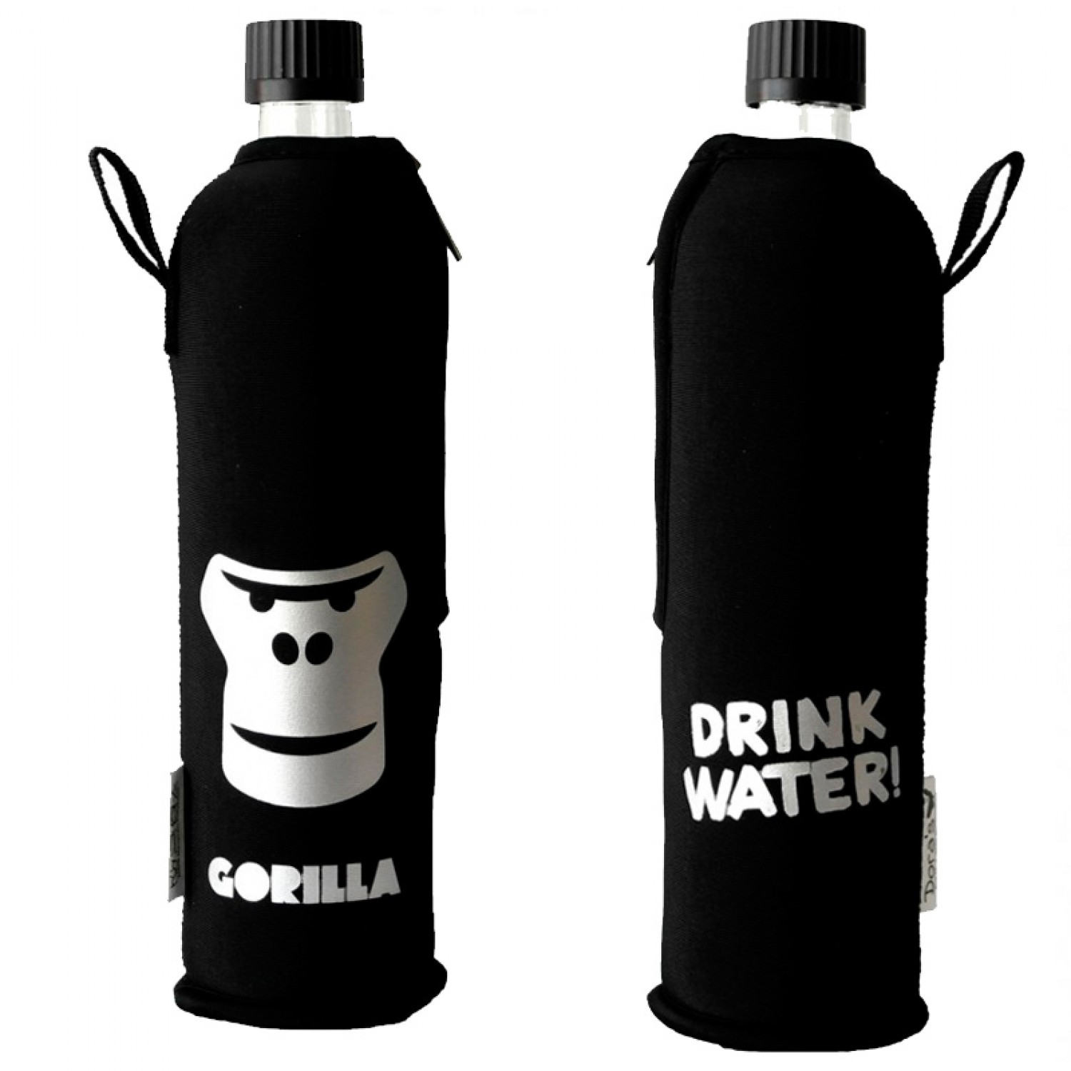 Dora’s Glass Bottle in “Gorilla” Neoprene Sleeve