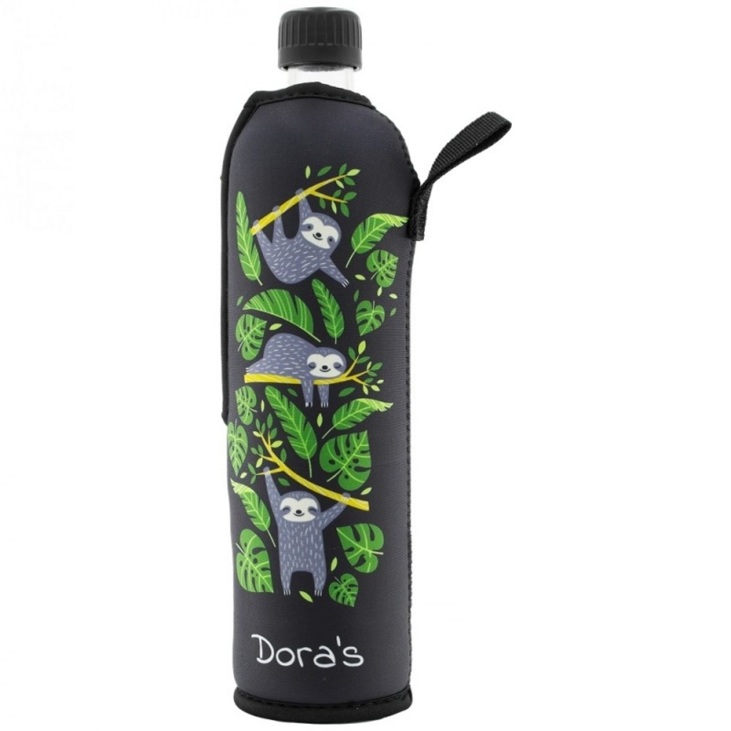 Sloth CHILLAX neoprene sleeve with Dora’s glass bottle