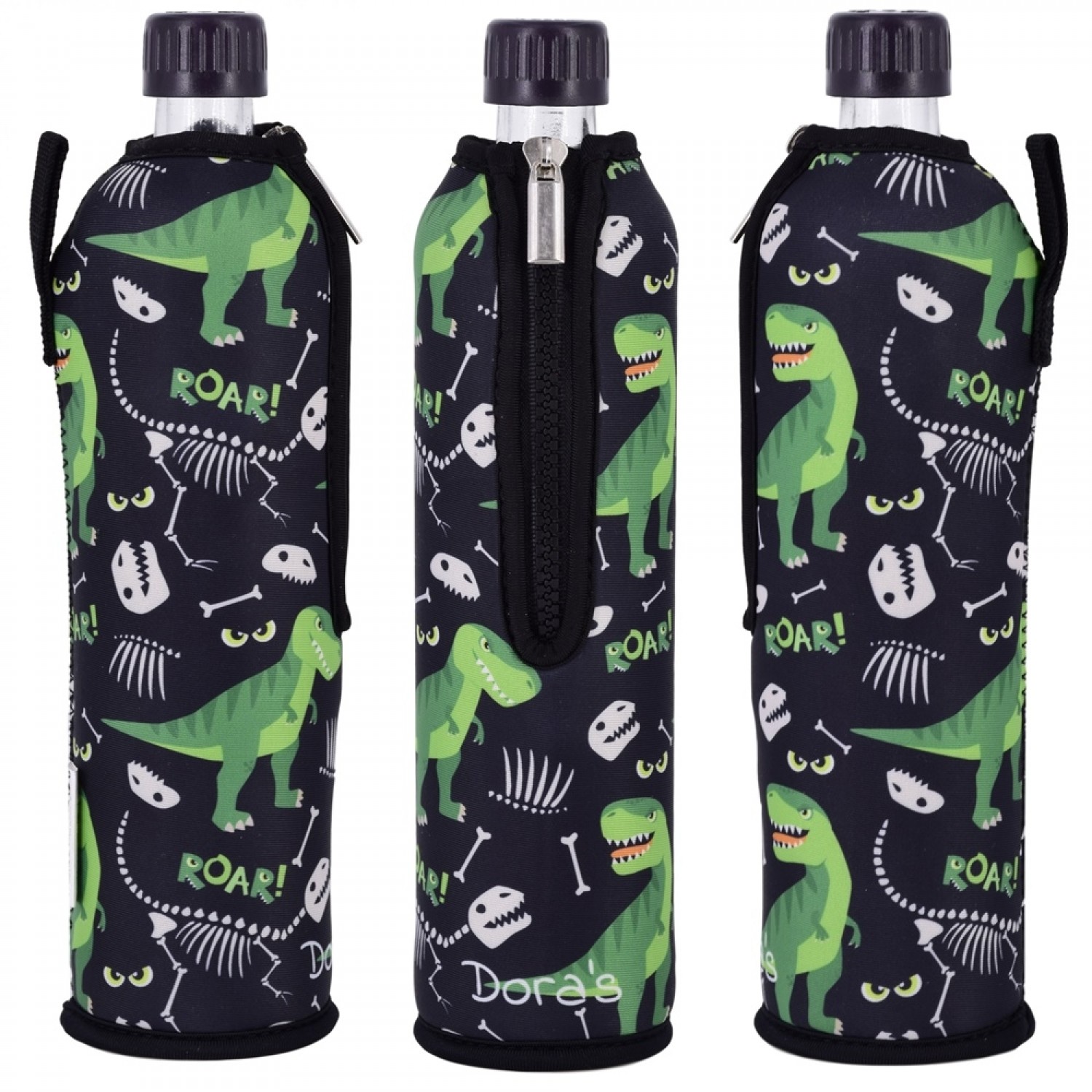 DINO reusable water bottle in neoprene sleeve | Dora’s