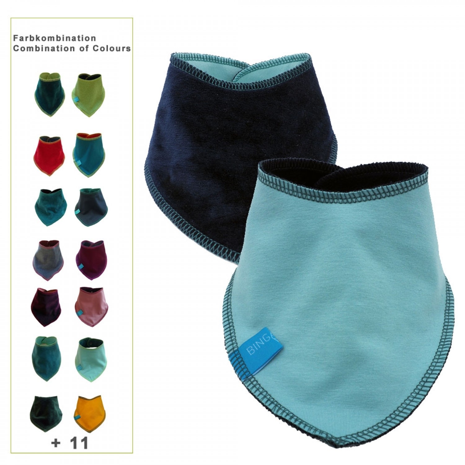 Reversible Baby Scarf Plain, eco cotton bandana bib | bingabonga