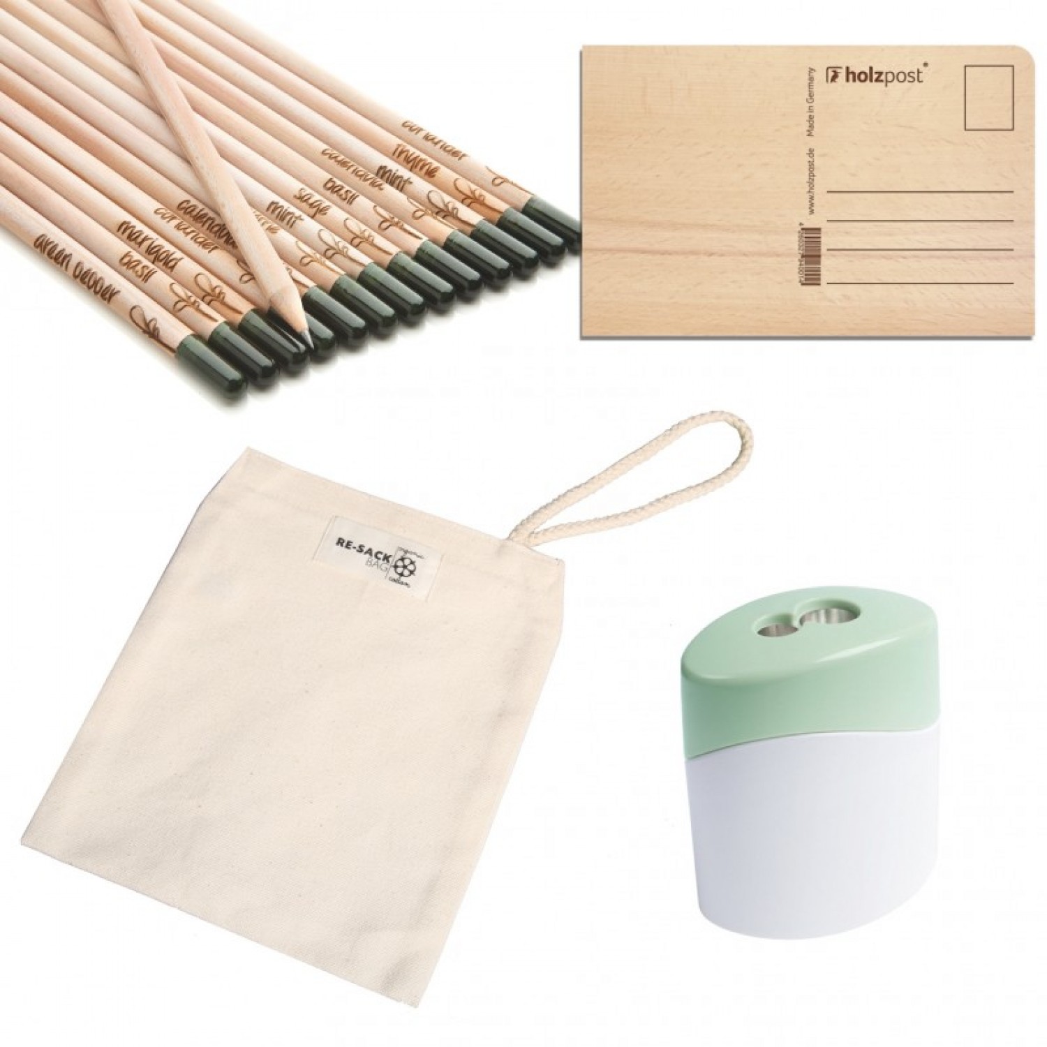 Wooden Post – Sustainable Writing Set Happy Day
