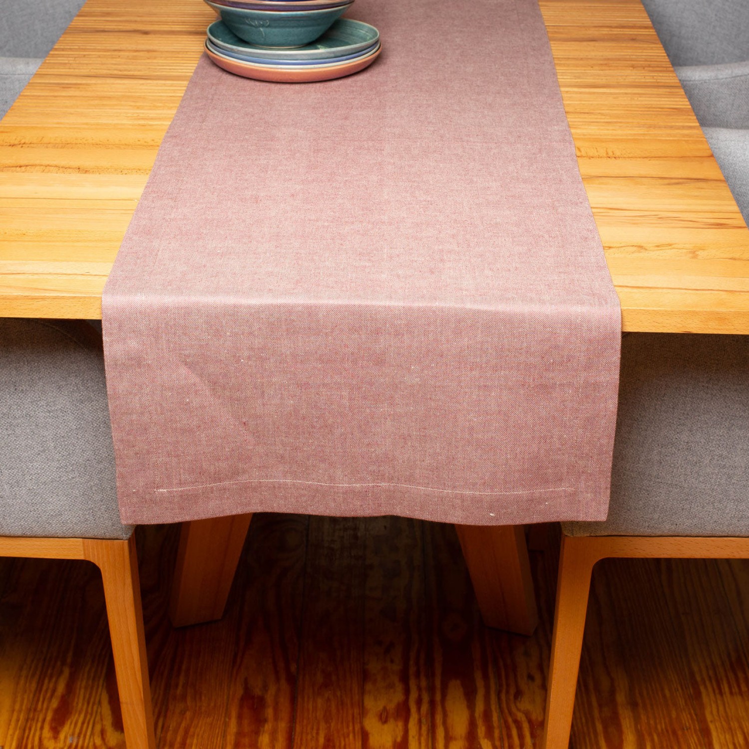 Plain Organic Linen Table Runner – Rose