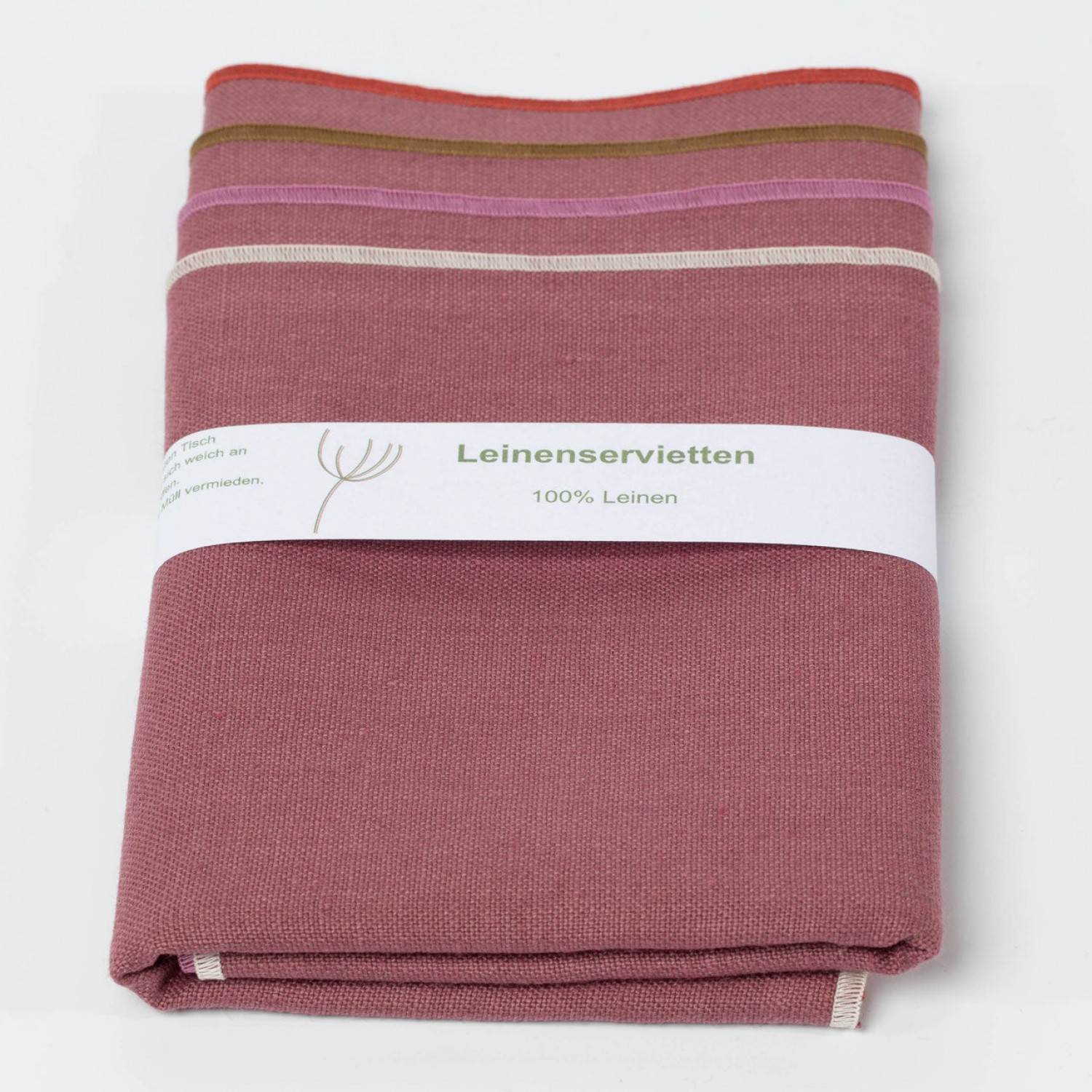 Pure Linen plain Table Napkins Set of 4 – Lilac & Embroidering Red shades