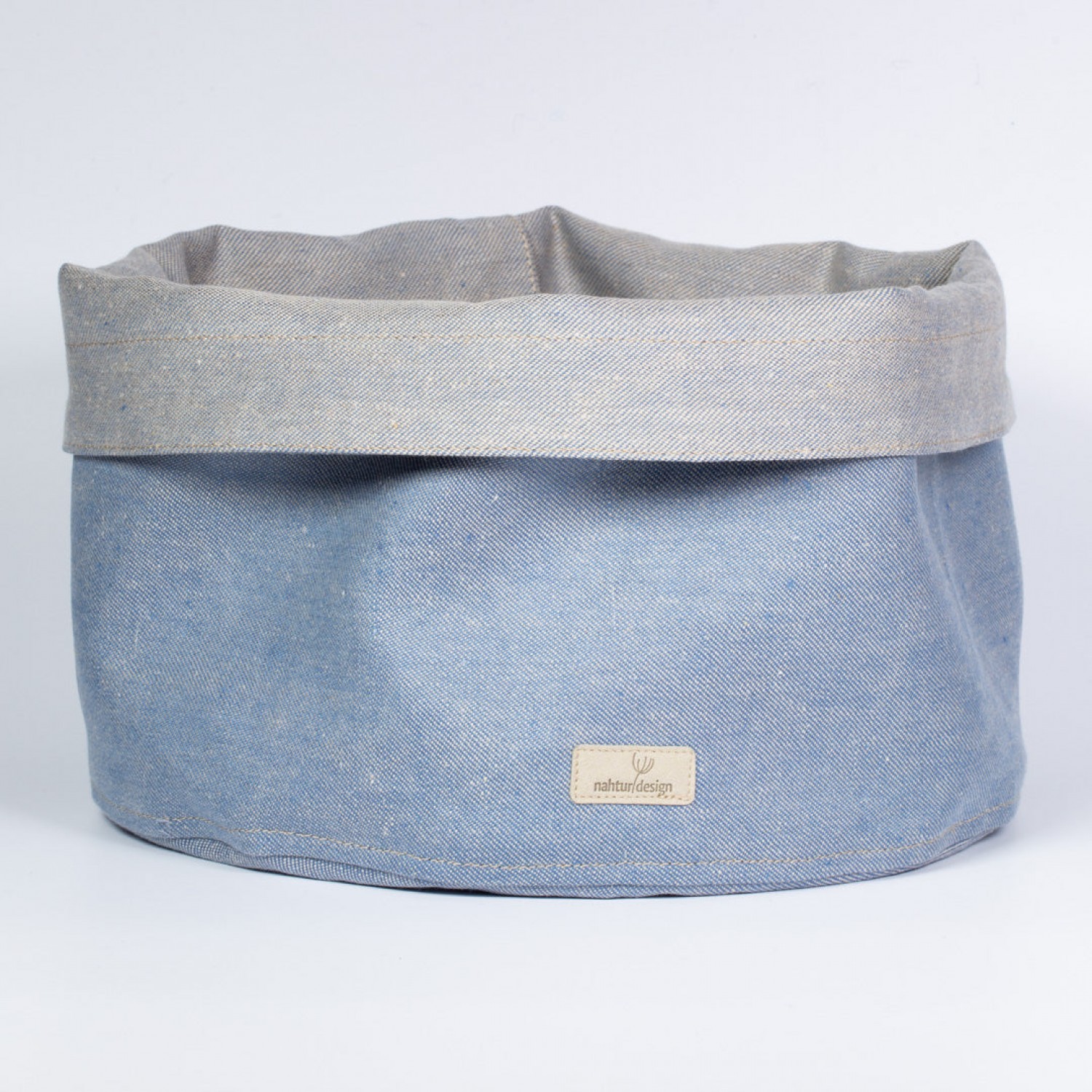 Organic Linen Basket – Light Blue large