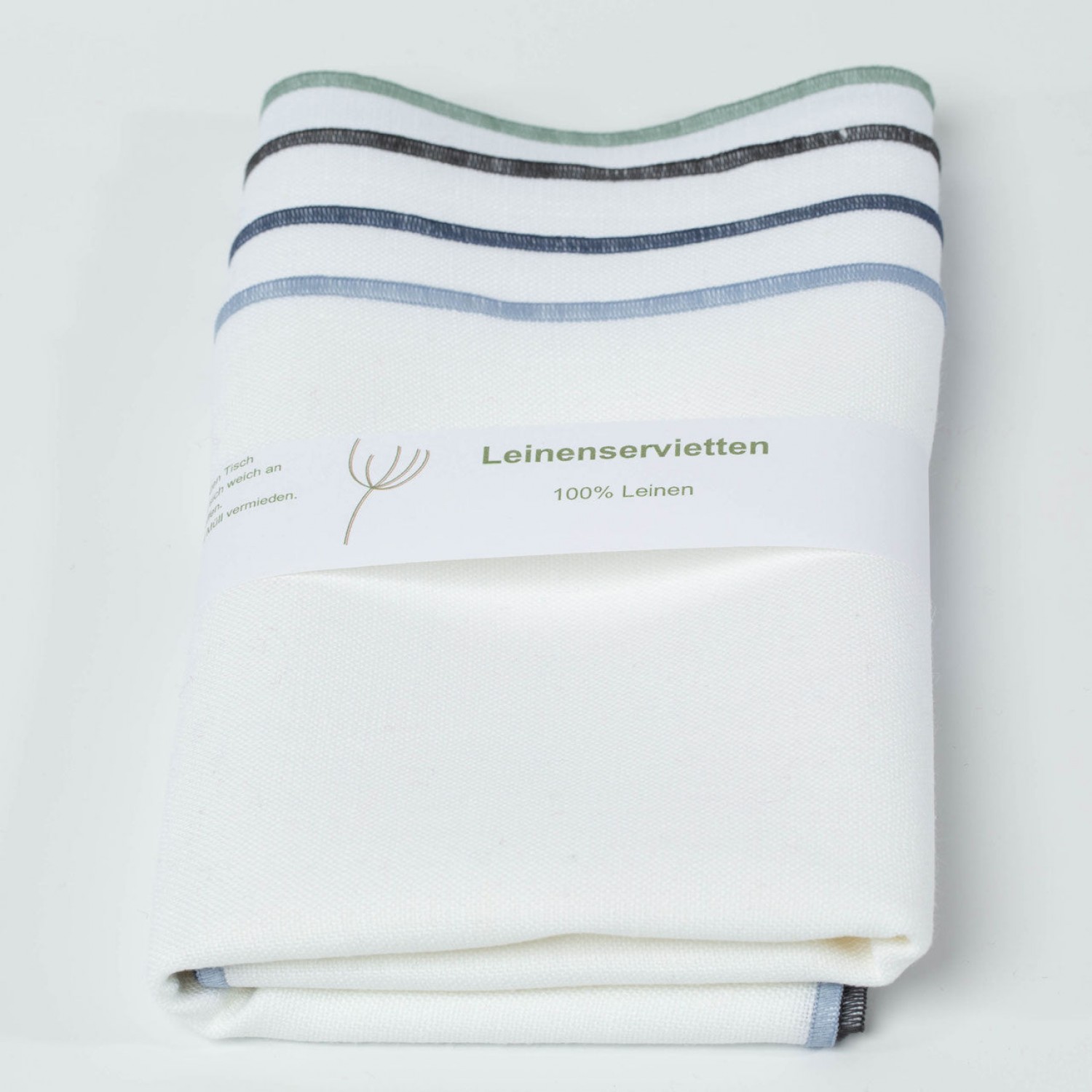 Pure Linen plain Table Napkins Set of 4 – White & Embroidering Blue shades