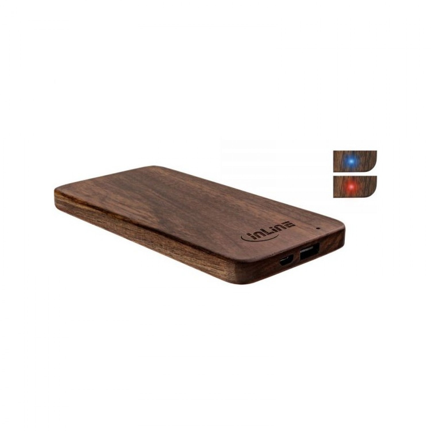 USB Powerbank from Walnut Wood - InLine woodplate