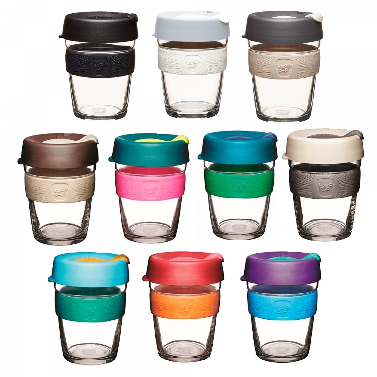 12oz KeepCup Brew Reusuable Glass Coffee Cup Mug with Cork Band Fika 340ml 
