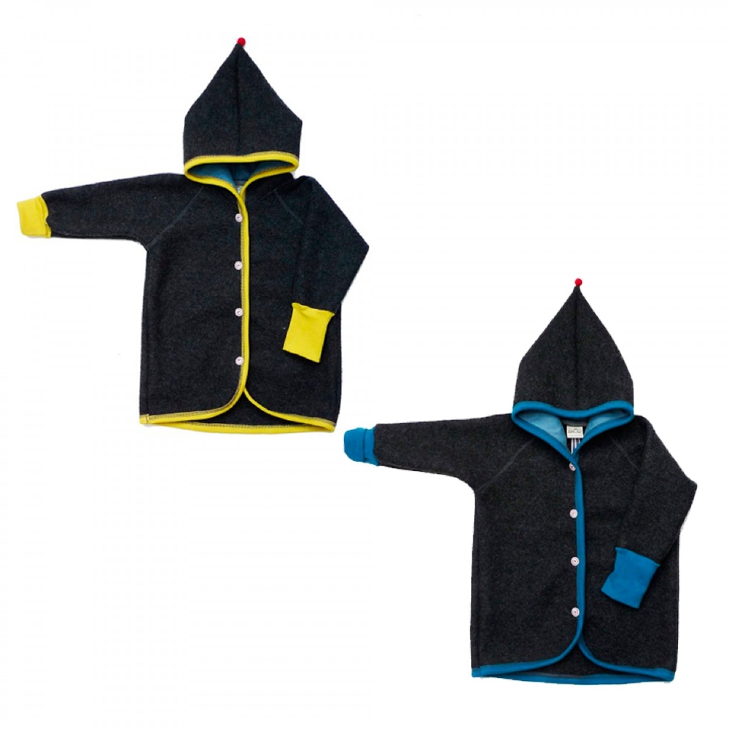 Baby Toddler Kids Eco Woollen Jacket with pointed Hood