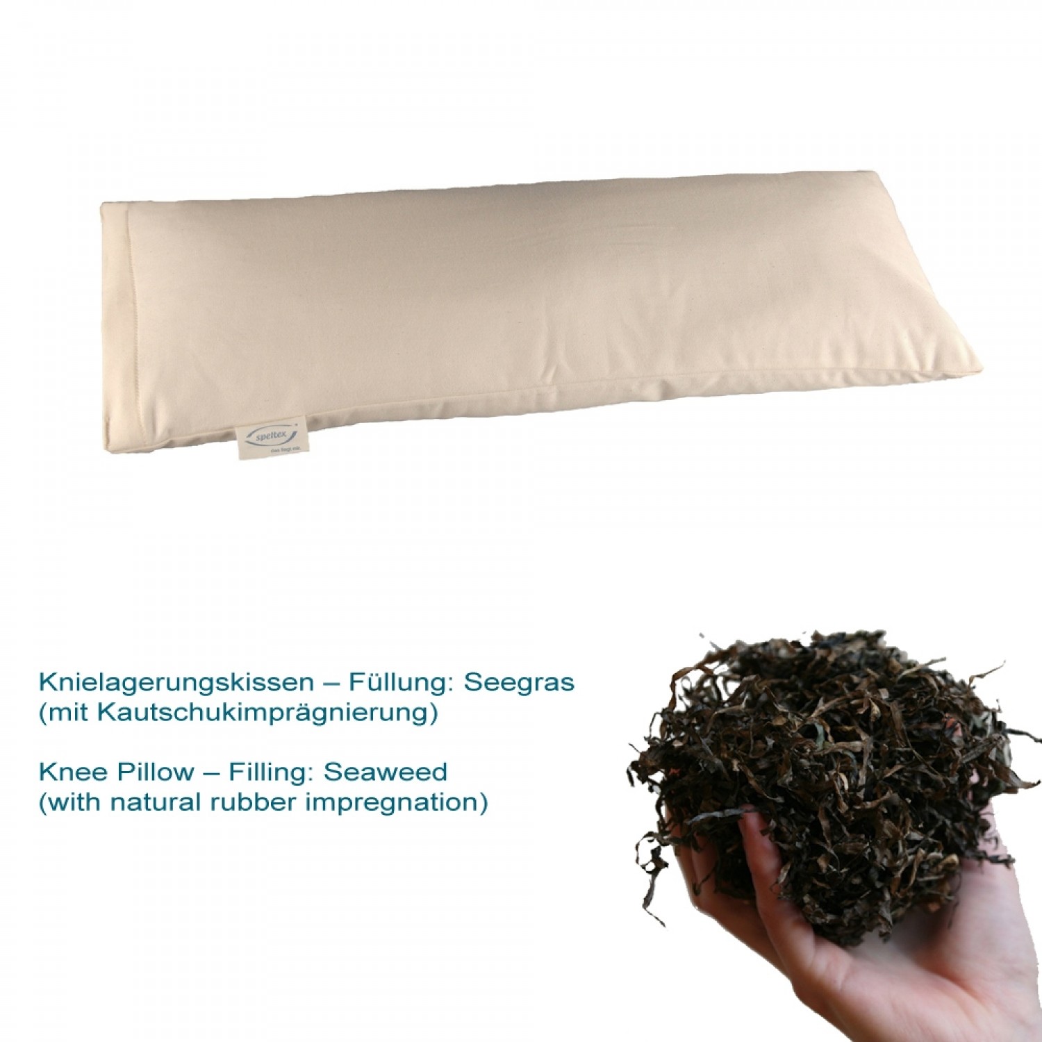 Knee pillow with Seaweed with natural rubber impregnation | speltex