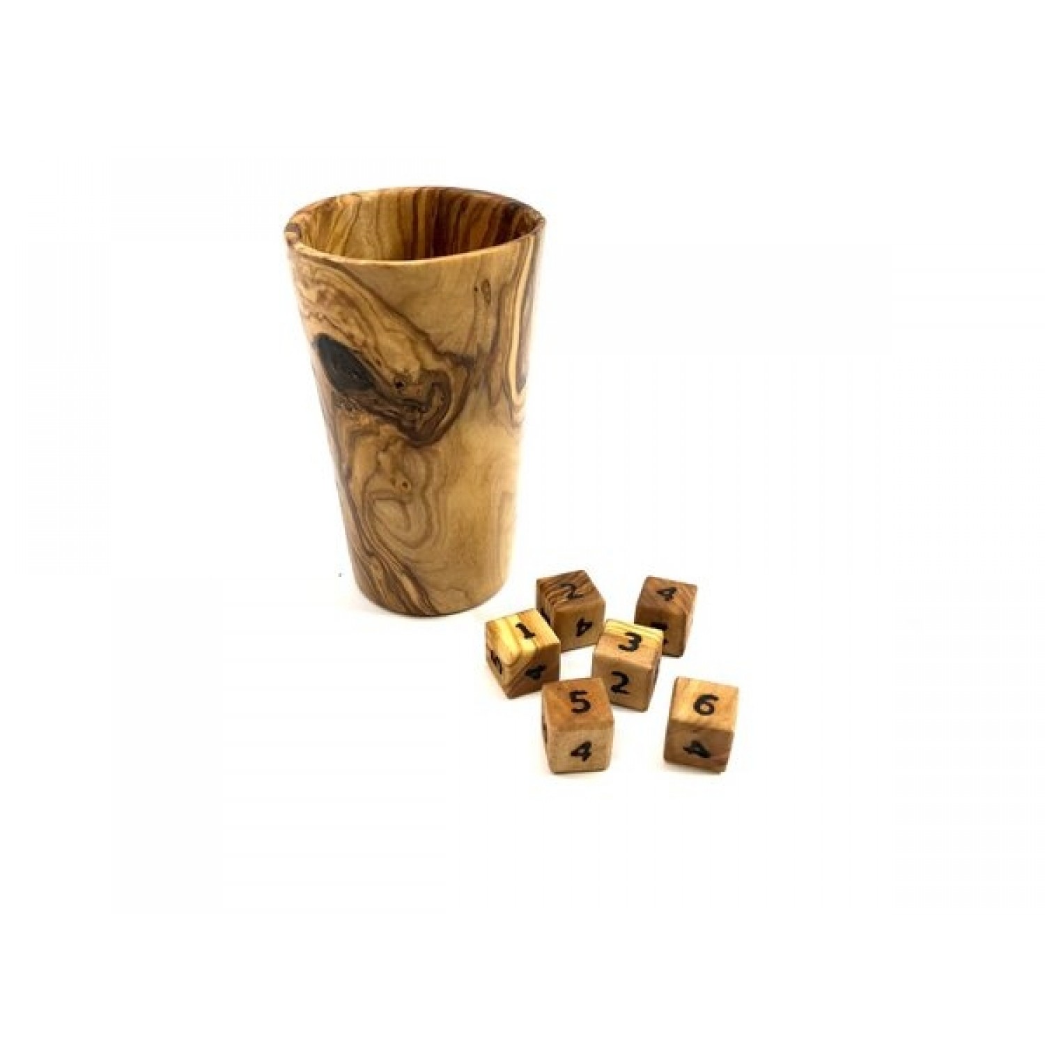 Dice Cup & 6 Dice of Olive Wood » D.O.M.
