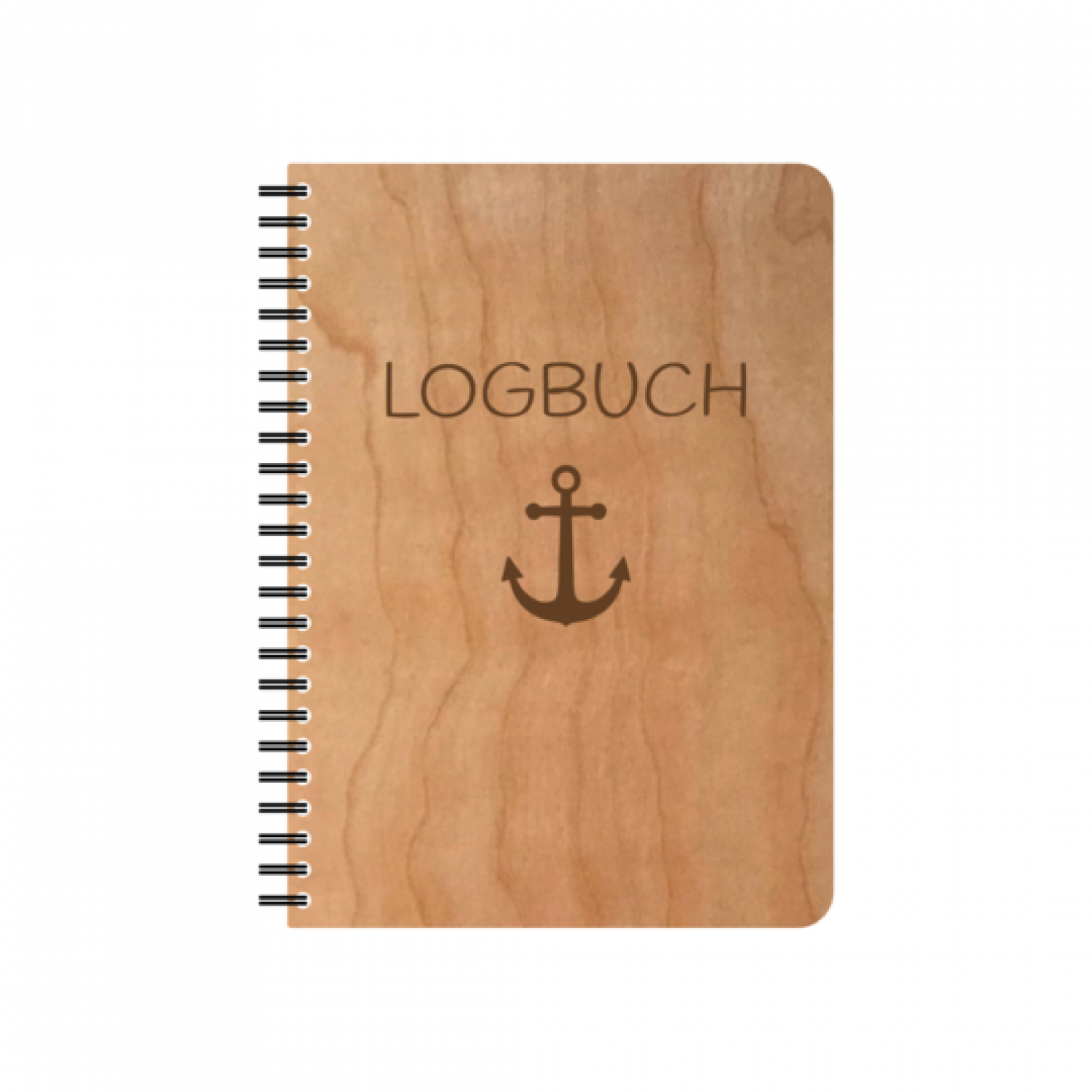 Logbook refillable eco notebook with cherrywood veneer cover